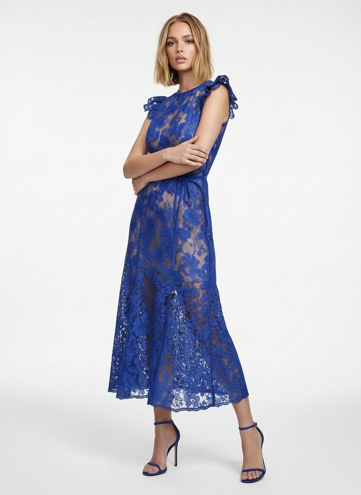 V&LOVE Royal Blue Ruffle Sleeveless Dress — view 6
