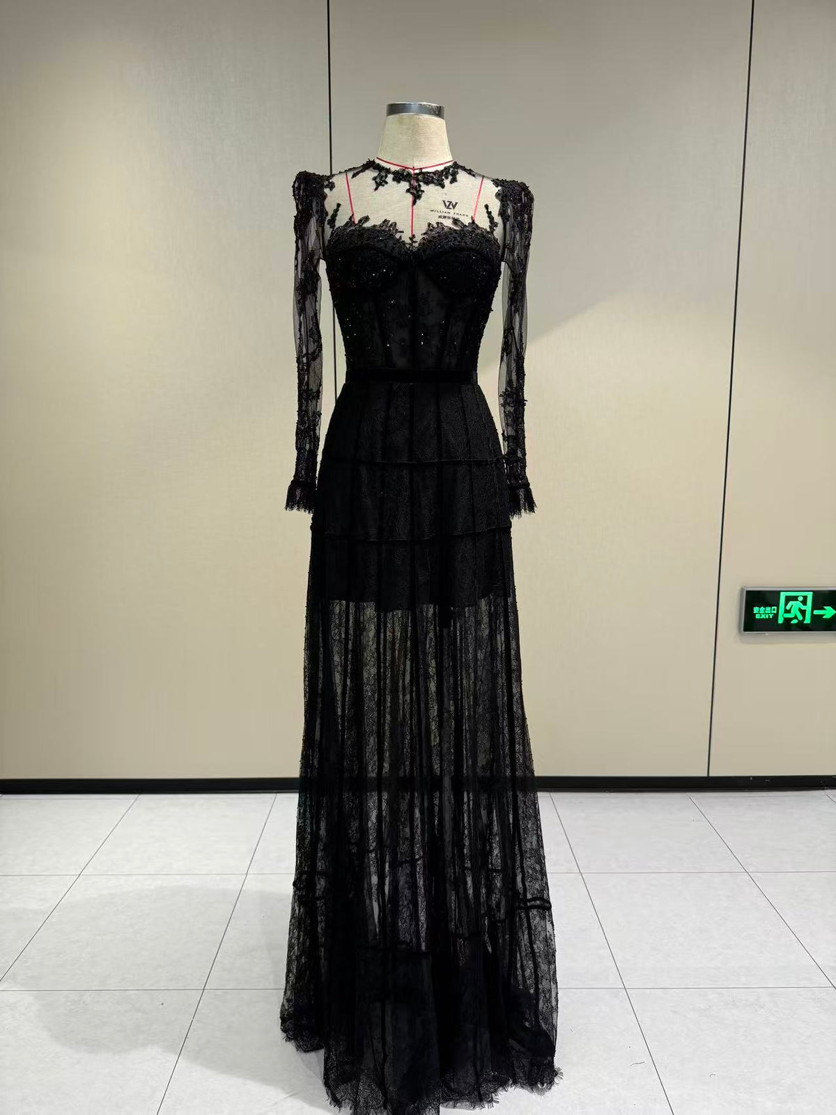 Sheer Lace Corset Evening Gown – TB24005