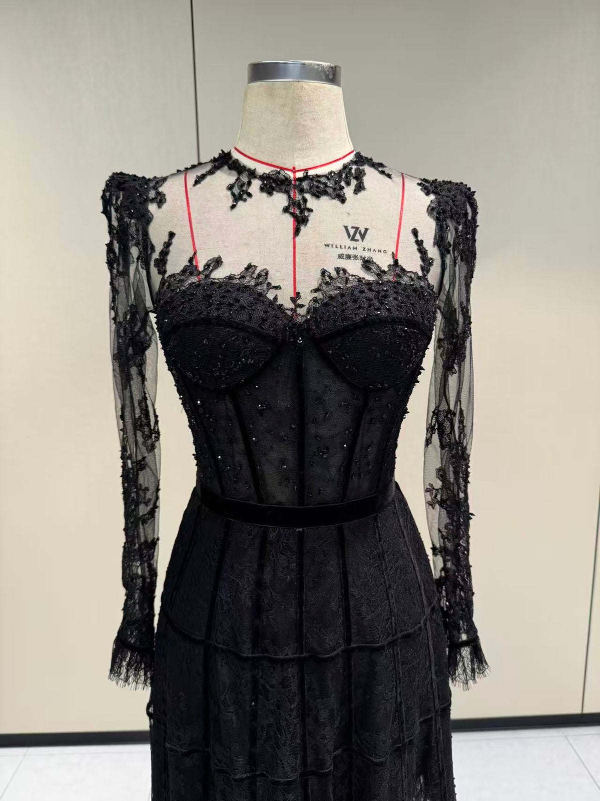Sheer Lace Corset Evening Gown – TB24005
