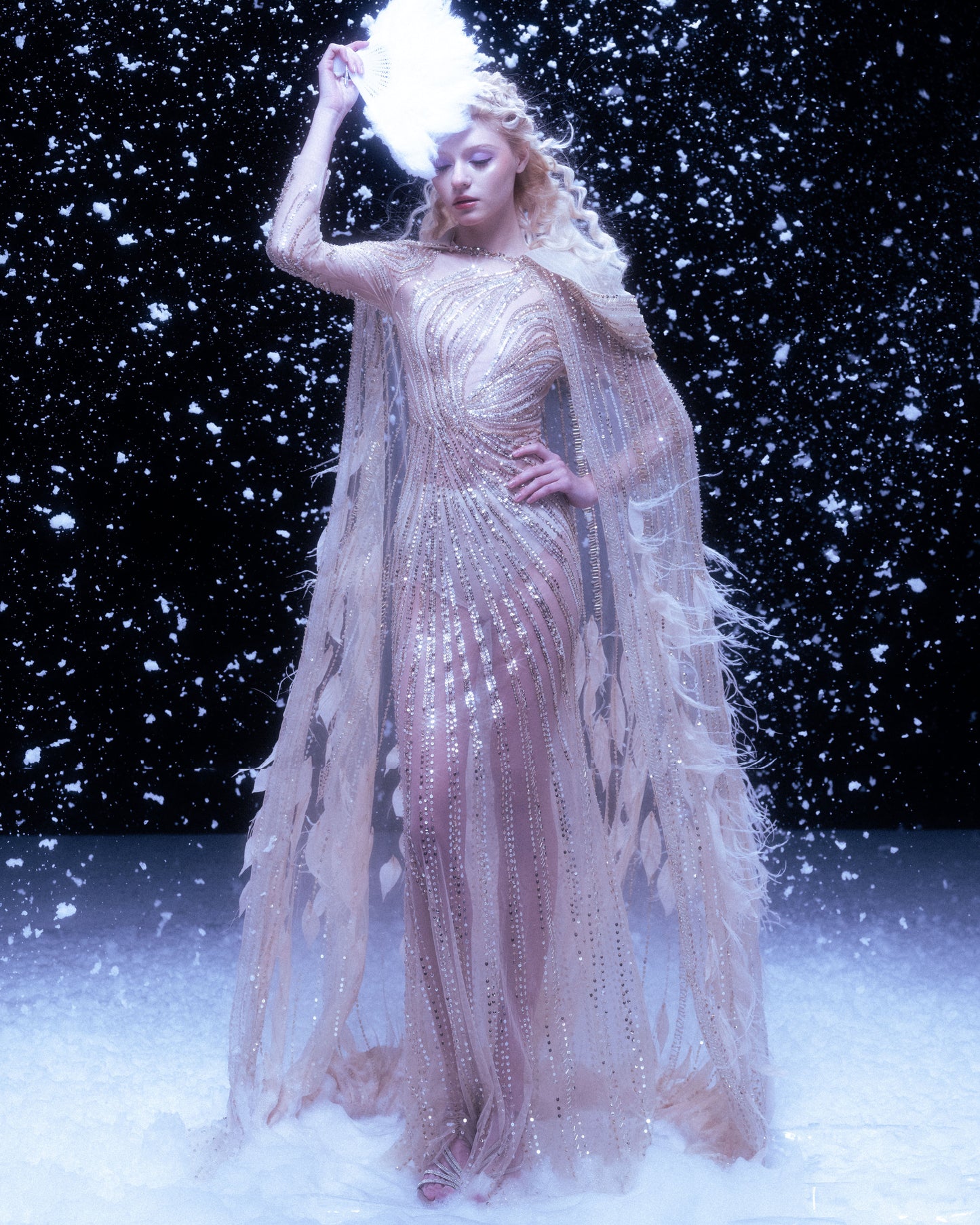 V&LOVE Crystal Embellished Cape Gown — view 1