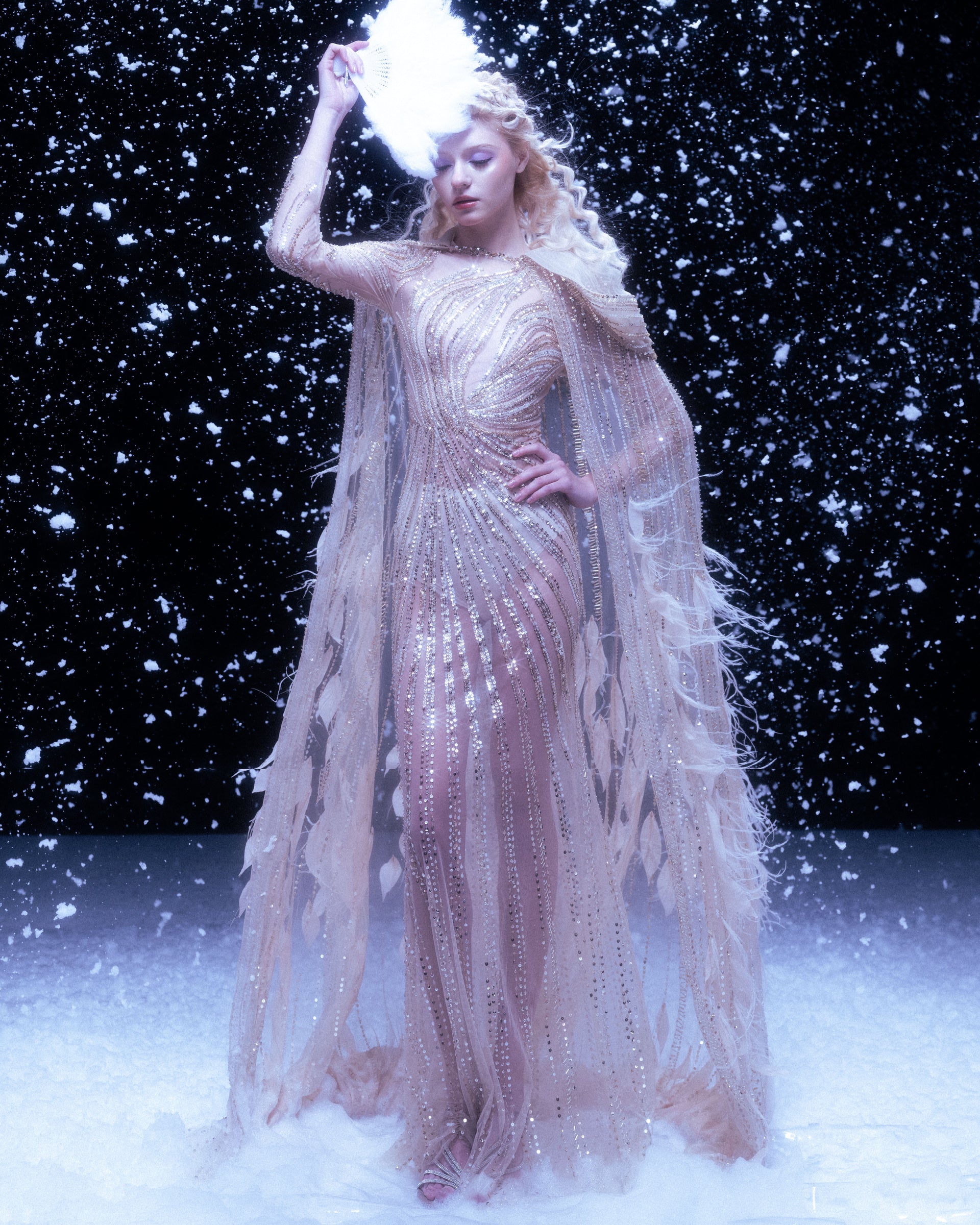 V&LOVE Crystal Embellished Cape Gown — view 1