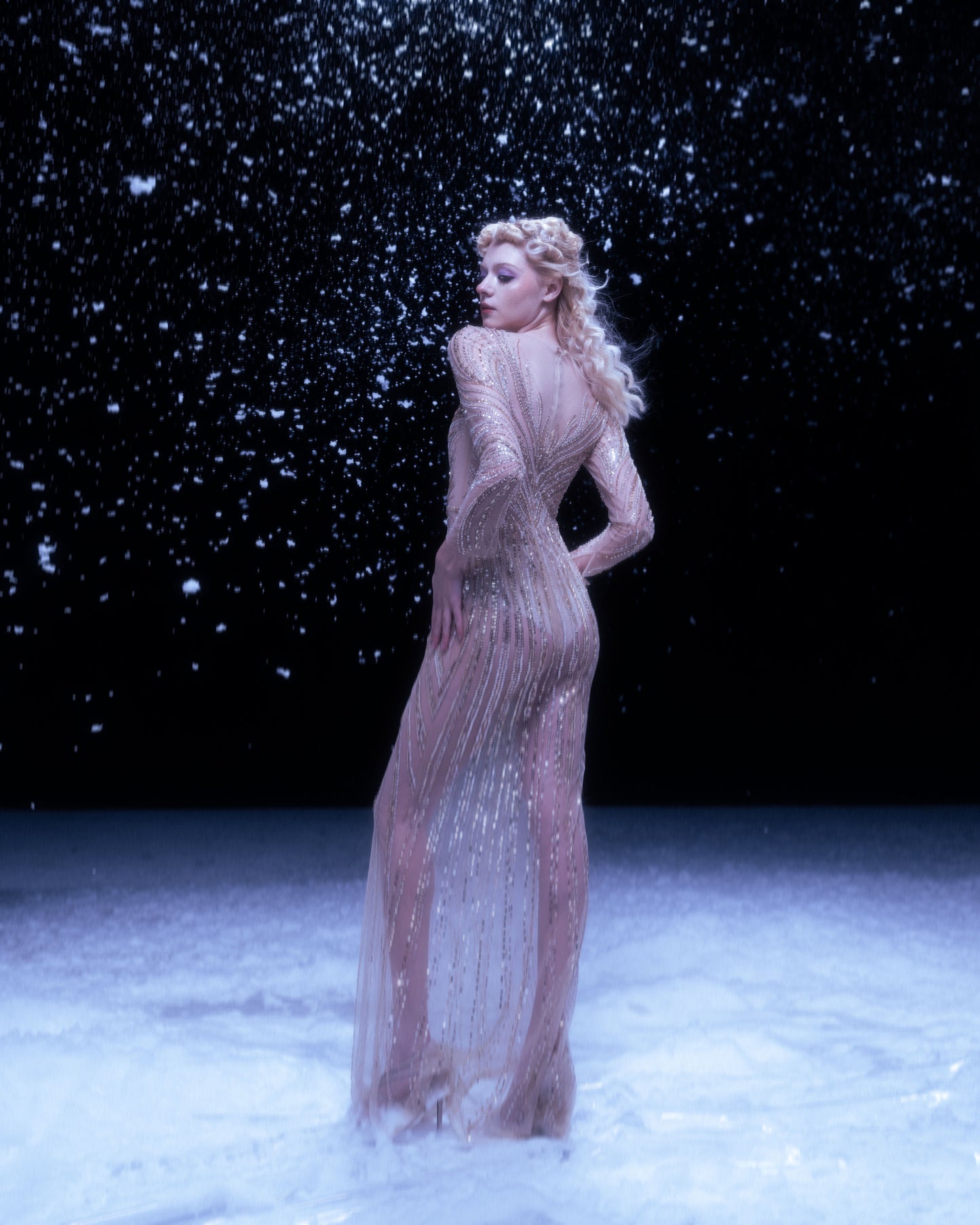 V&LOVE Crystal Embellished Cape Gown — view 2