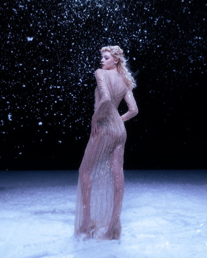 V&LOVE Crystal Embellished Cape Gown — view 2