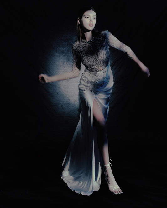 V&LOVE Crystal Embellished High-Slit Gown — view 1