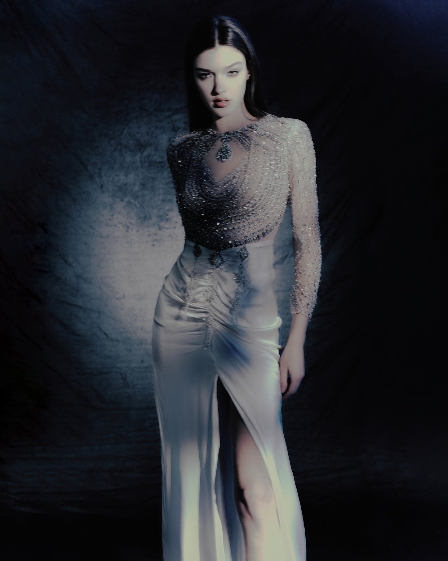 V&LOVE Crystal Embellished High-Slit Gown — view 2