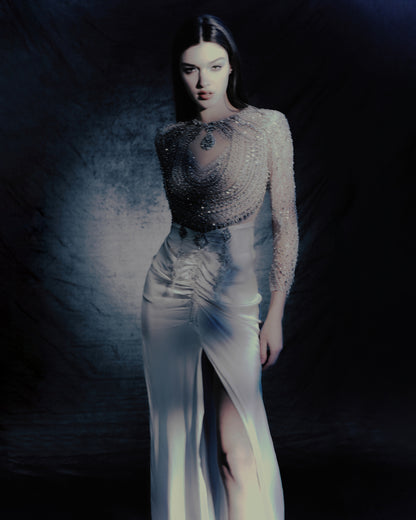 V&LOVE Crystal Embellished High-Slit Gown — view 2