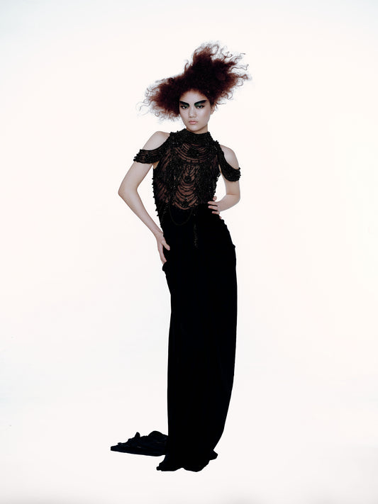 V&LOVE Embellished Off-Shoulder Velvet Gown — view 1