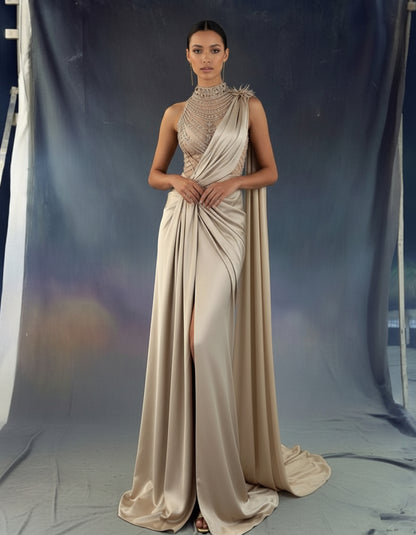V&LOVE Embellished One-Shoulder Gown — view 1