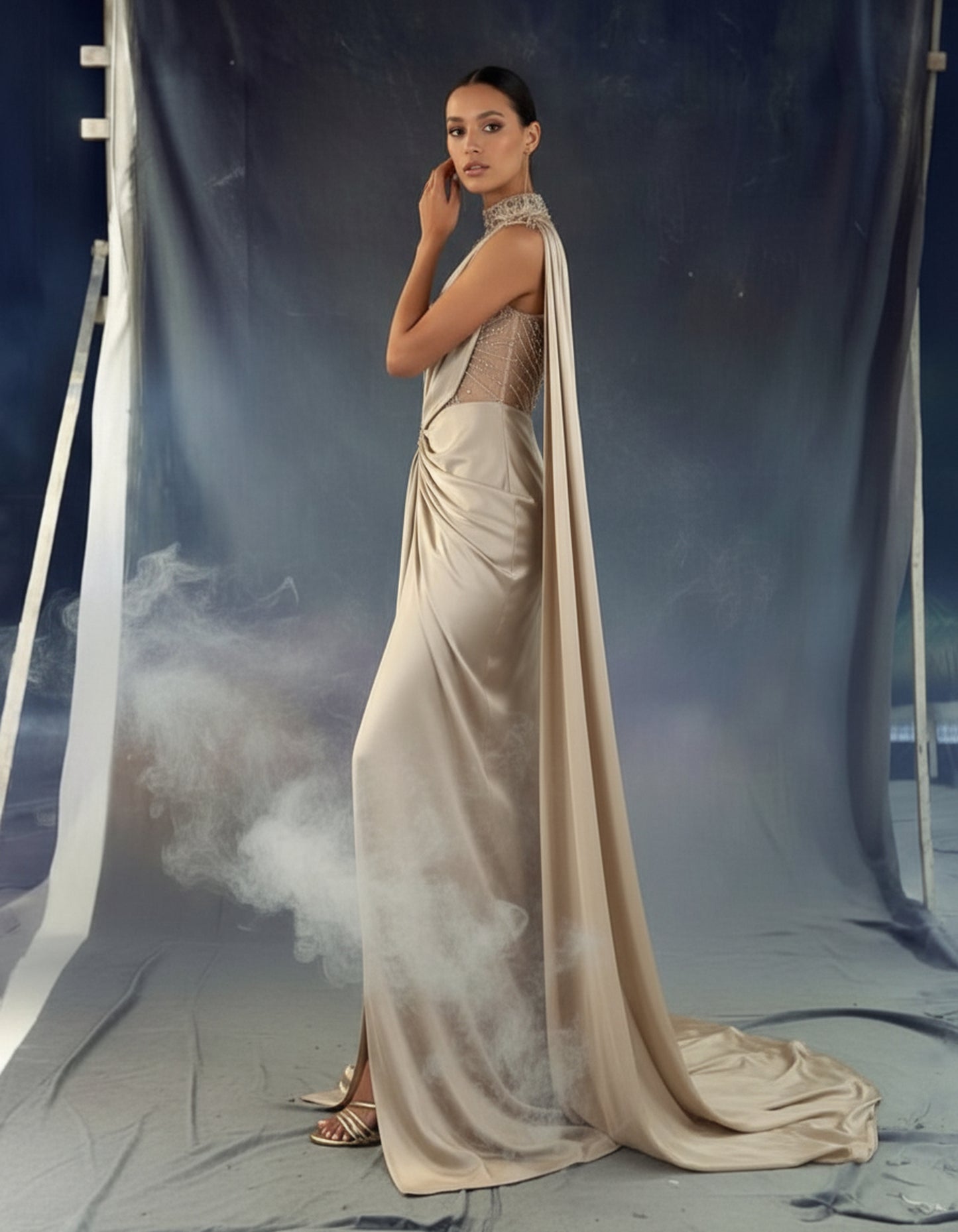 V&LOVE Embellished One-Shoulder Gown — view 3