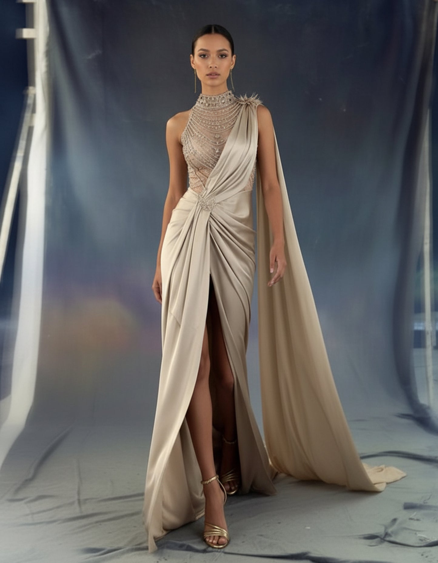 V&LOVE Embellished One-Shoulder Gown — view 4