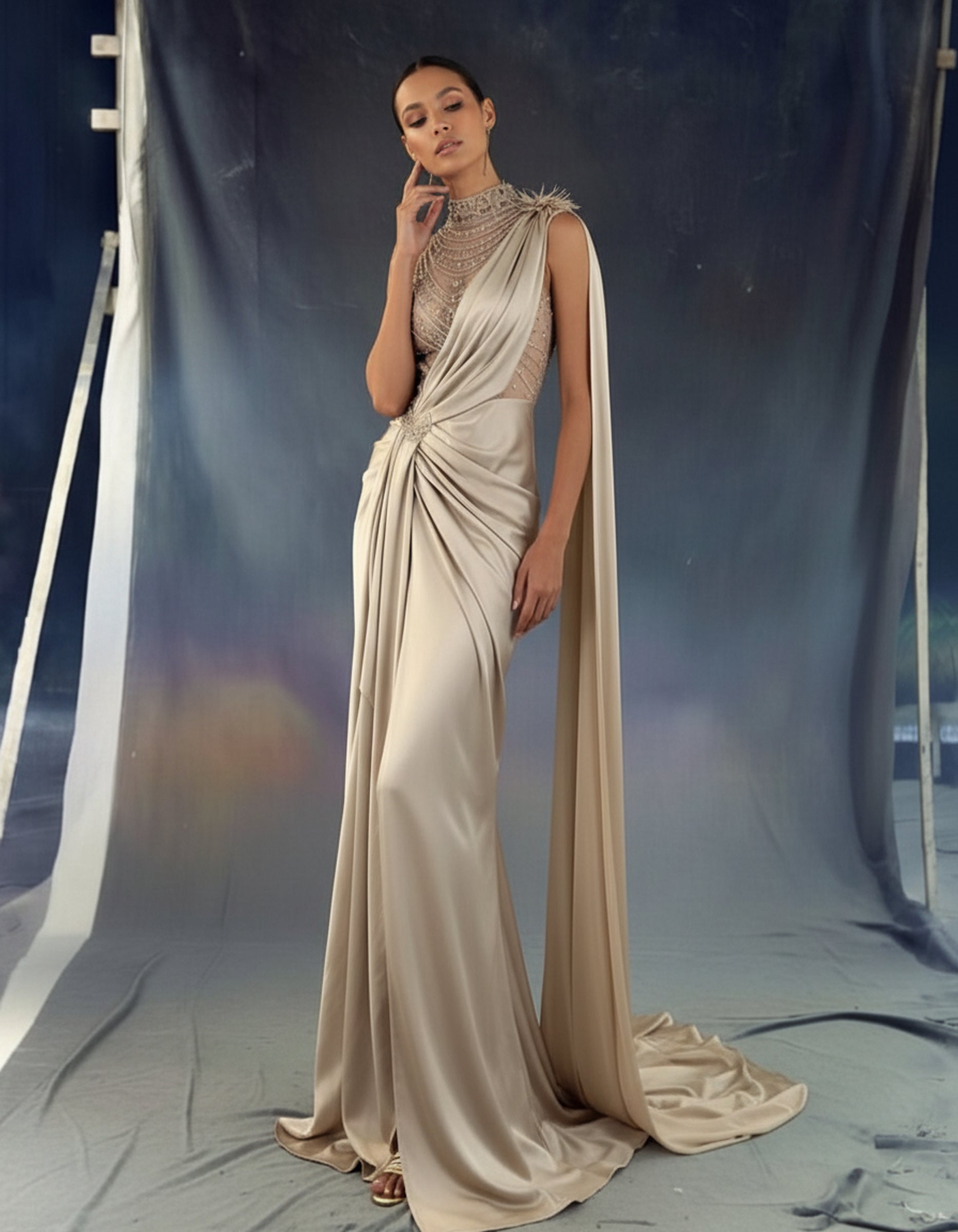 V&LOVE Embellished One-Shoulder Gown — view 5
