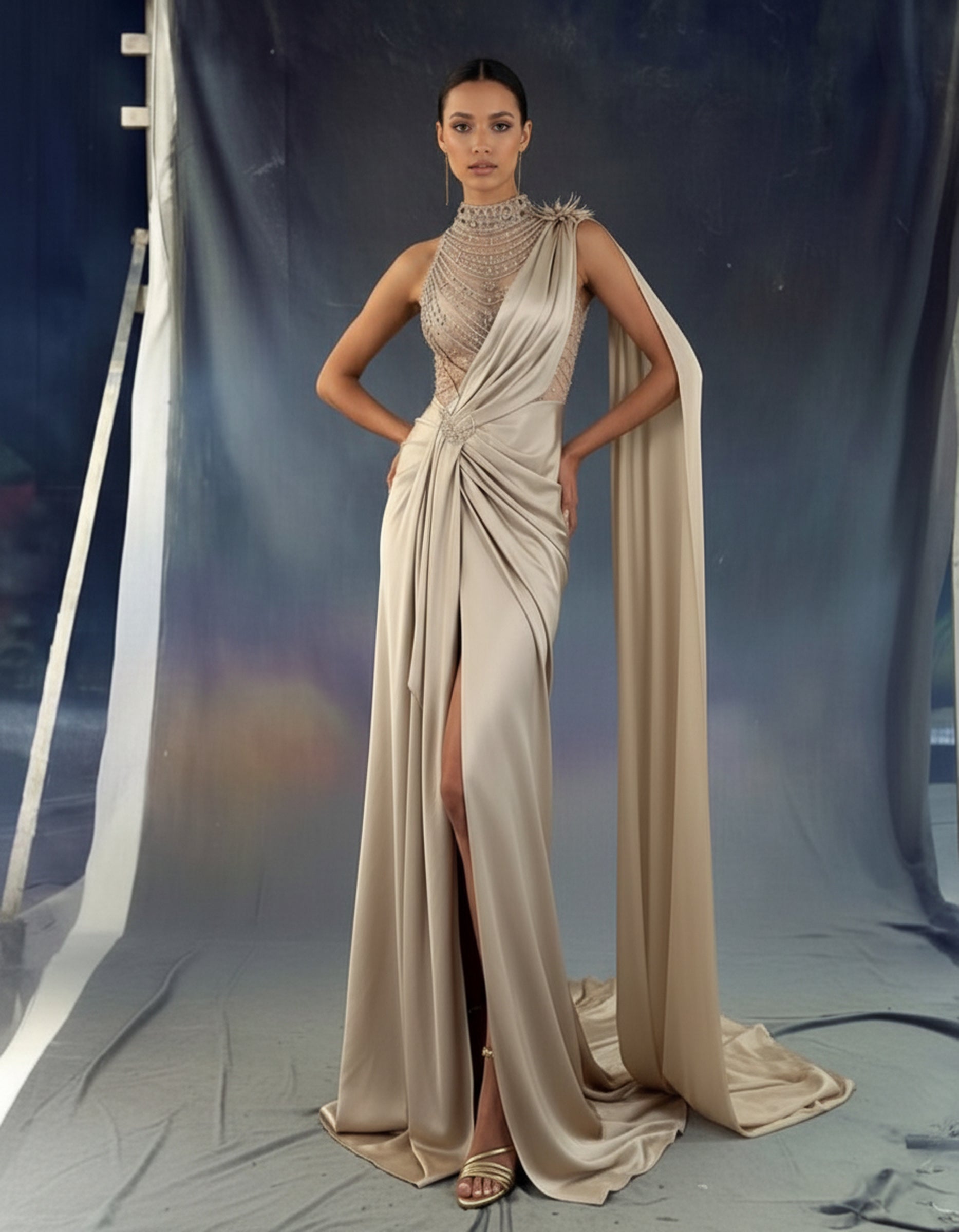 V&LOVE Embellished One-Shoulder Gown — view 8