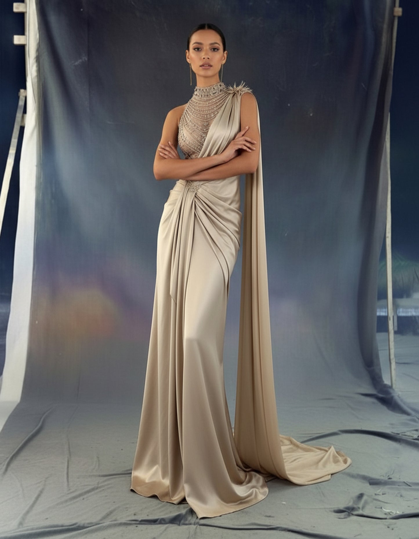 V&LOVE Embellished One-Shoulder Gown — view 11