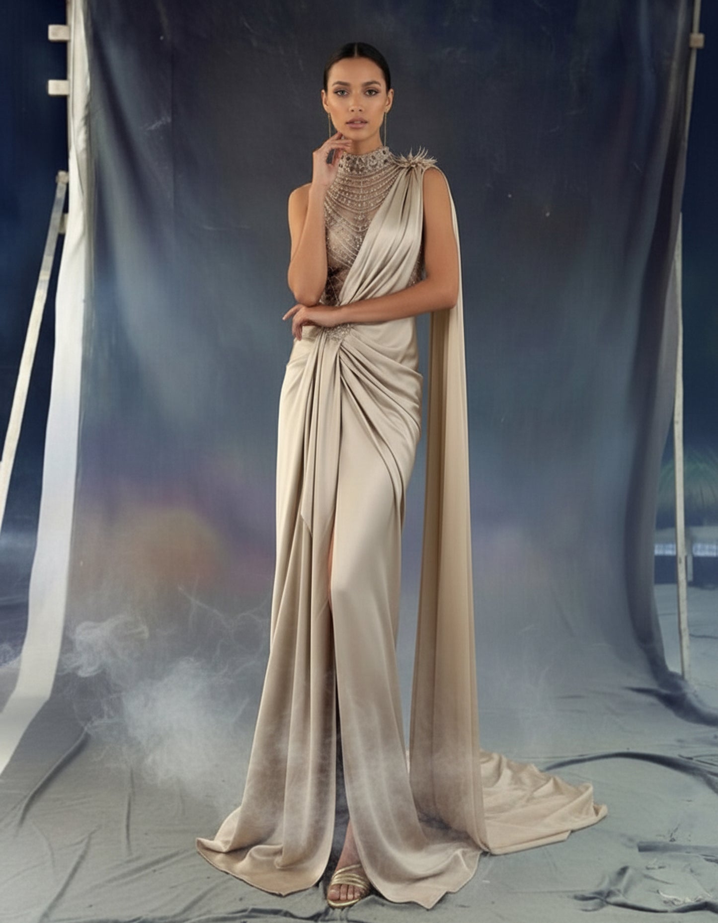 V&LOVE Embellished One-Shoulder Gown — view 12