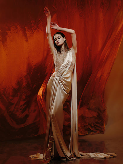 V&LOVE Embellished One-Shoulder High-Slit Gown — view 2