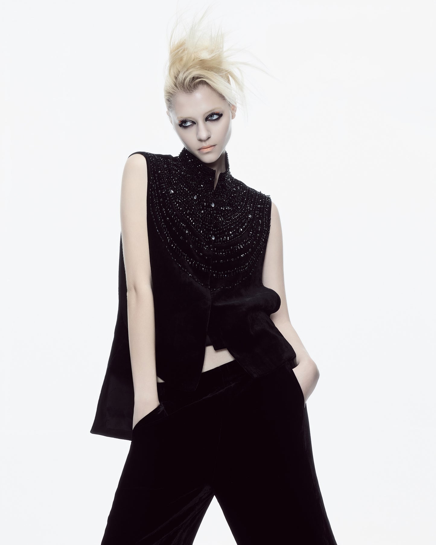 V&LOVE Embellished Velvet Vest — view 1