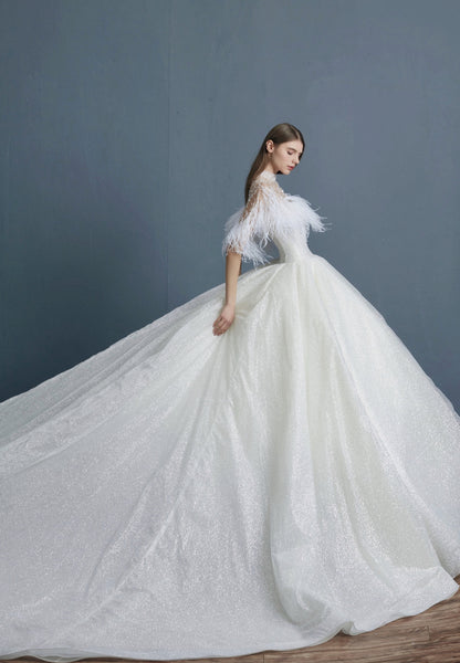 V&LOVE Feather Fringe Wedding Gown — view 1