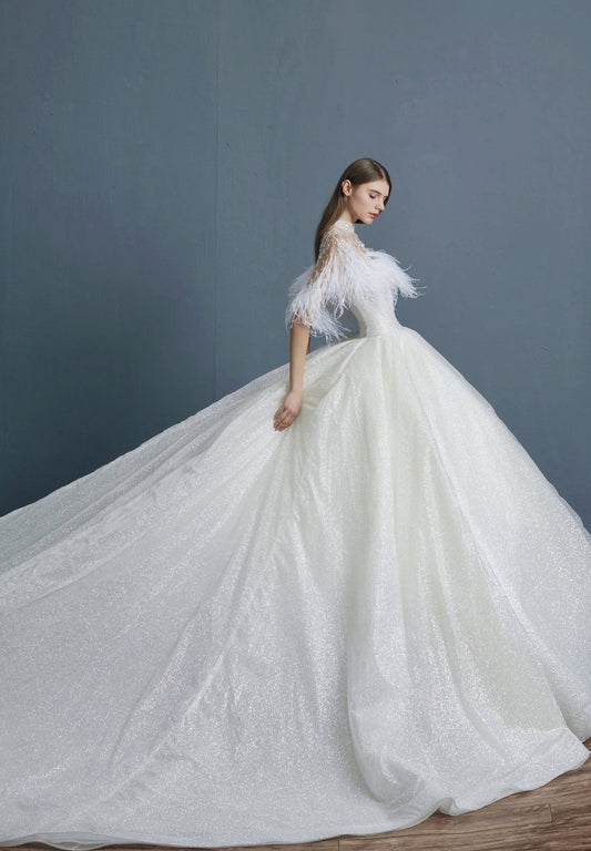 V&LOVE Feather Fringe Wedding Gown — view 1