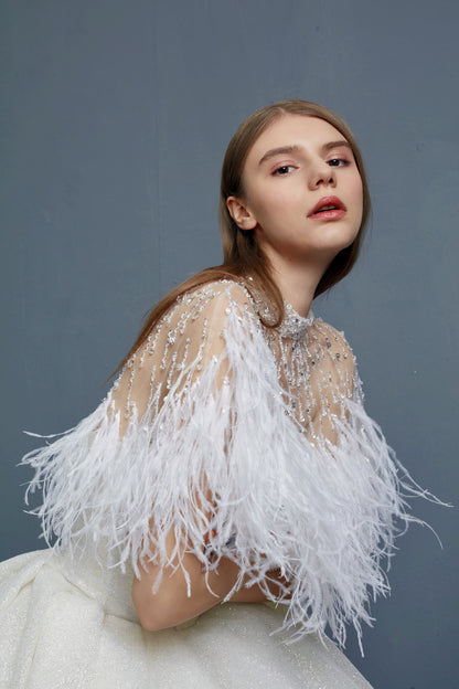 V&LOVE Feather Fringe Wedding Gown — view 3