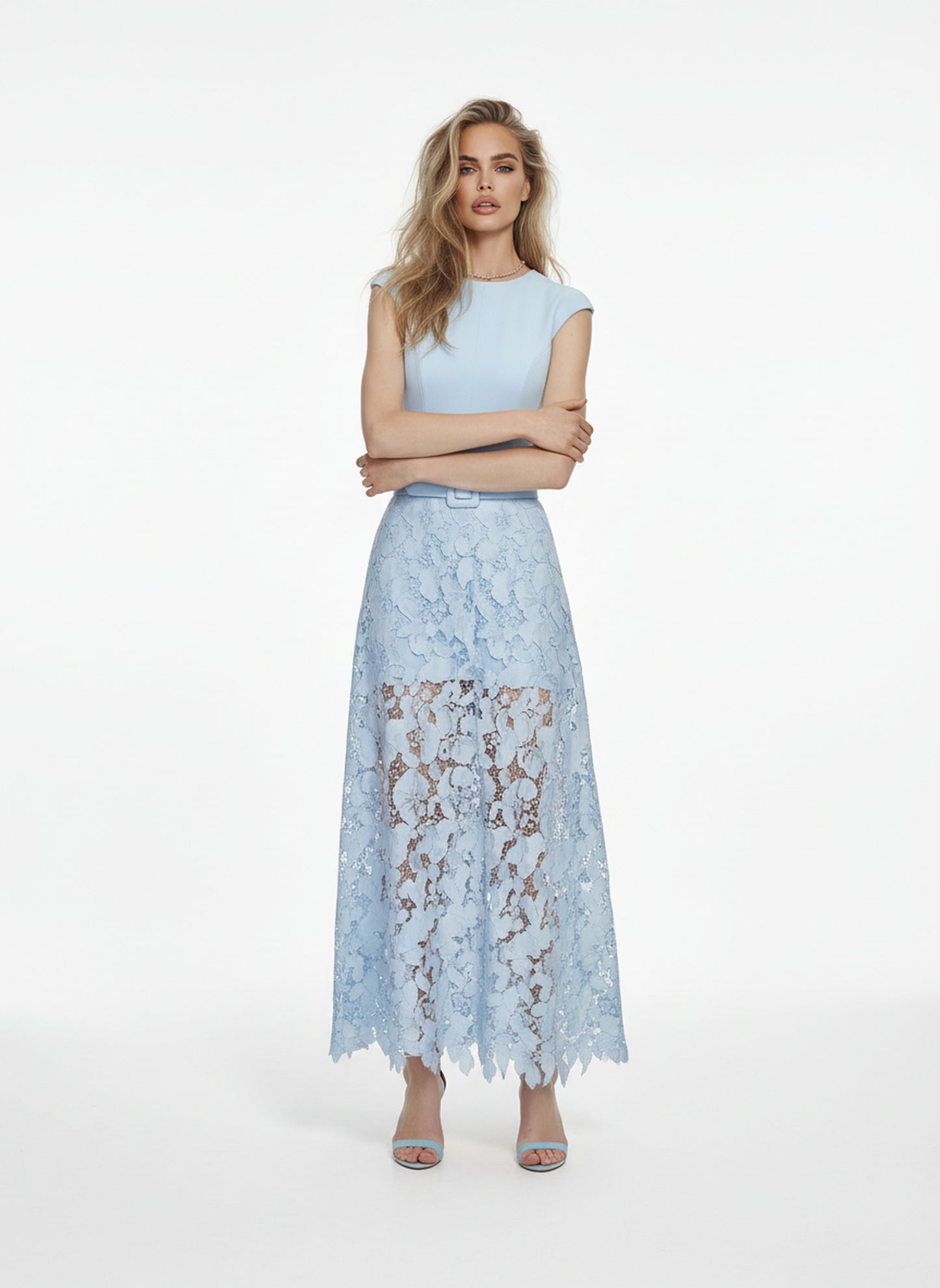 V&LOVE Light Blue Lace Dress — view 4