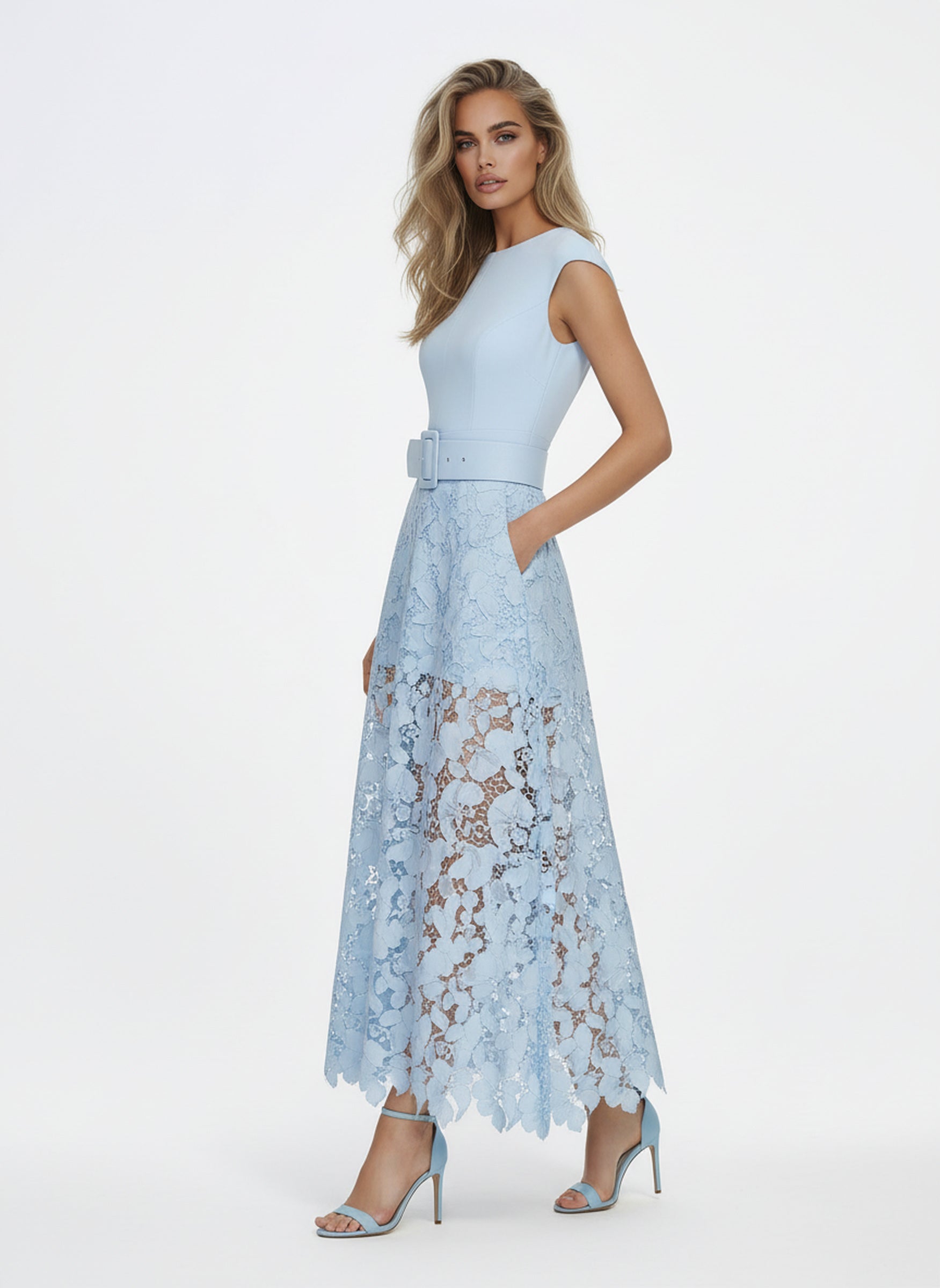 V&LOVE Light Blue Lace Dress — view 5