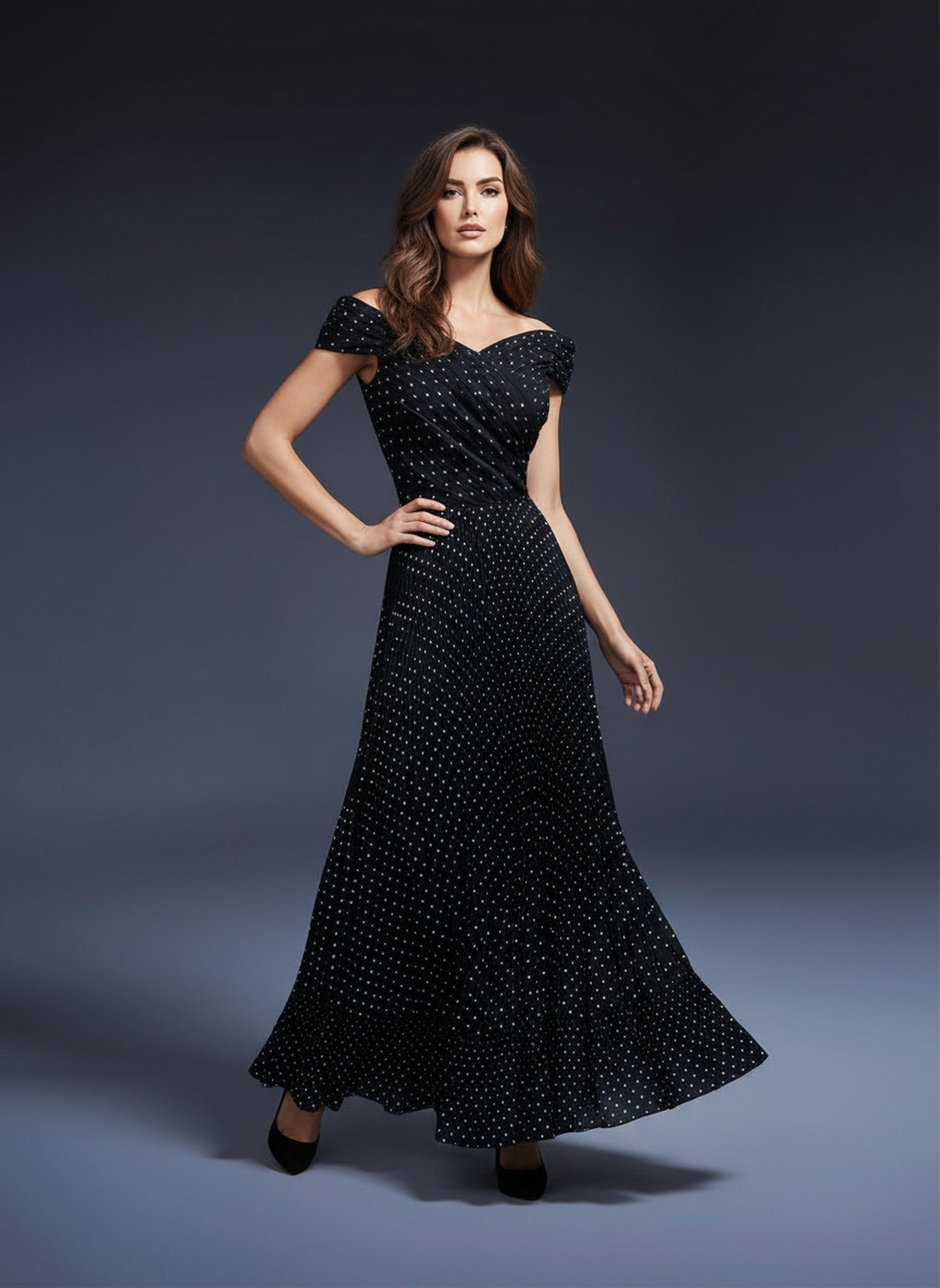 V&LOVE Off-Shoulder Polka Dot Dress — view 1