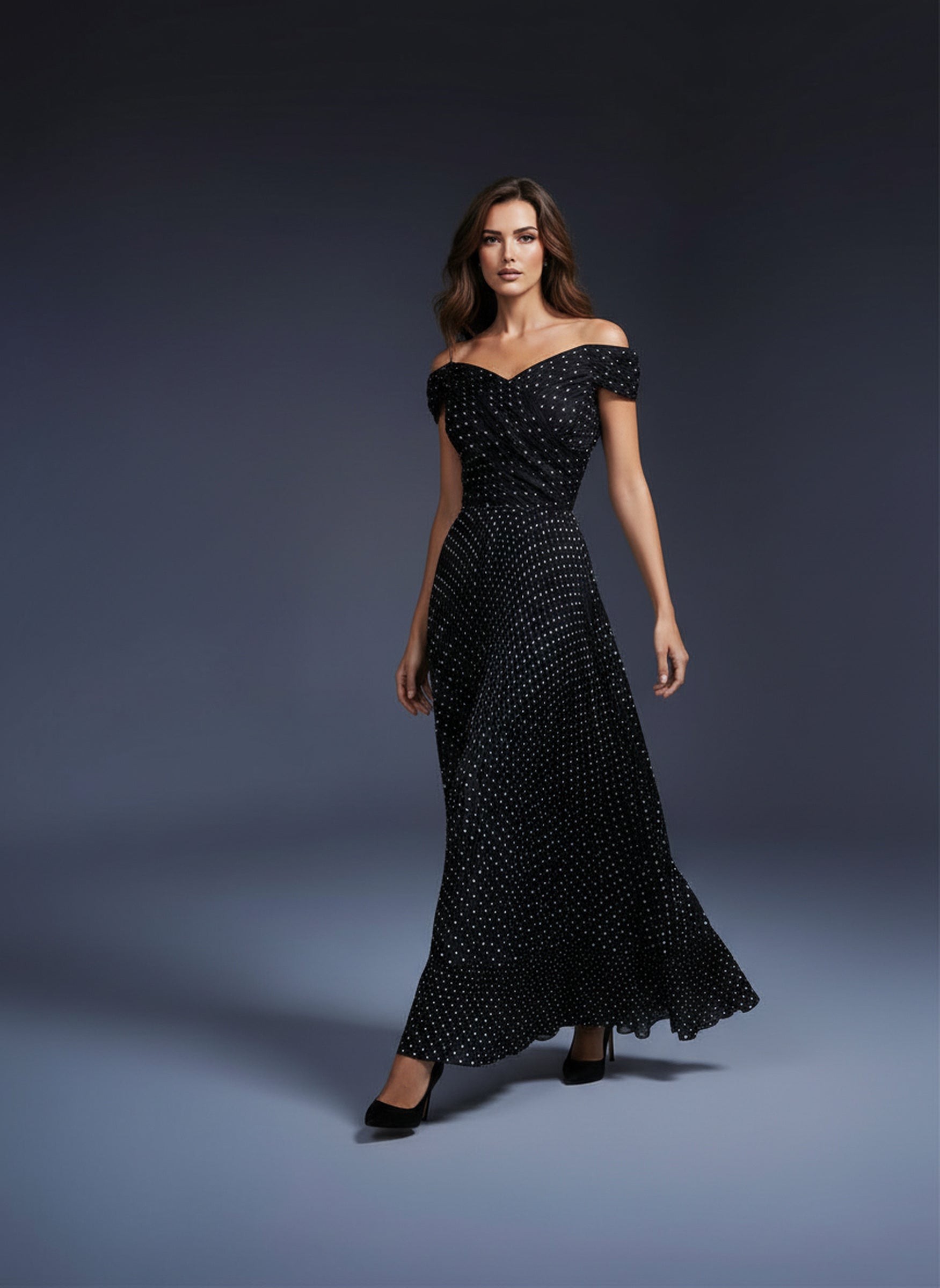 V&LOVE Off-Shoulder Polka Dot Dress — view 2