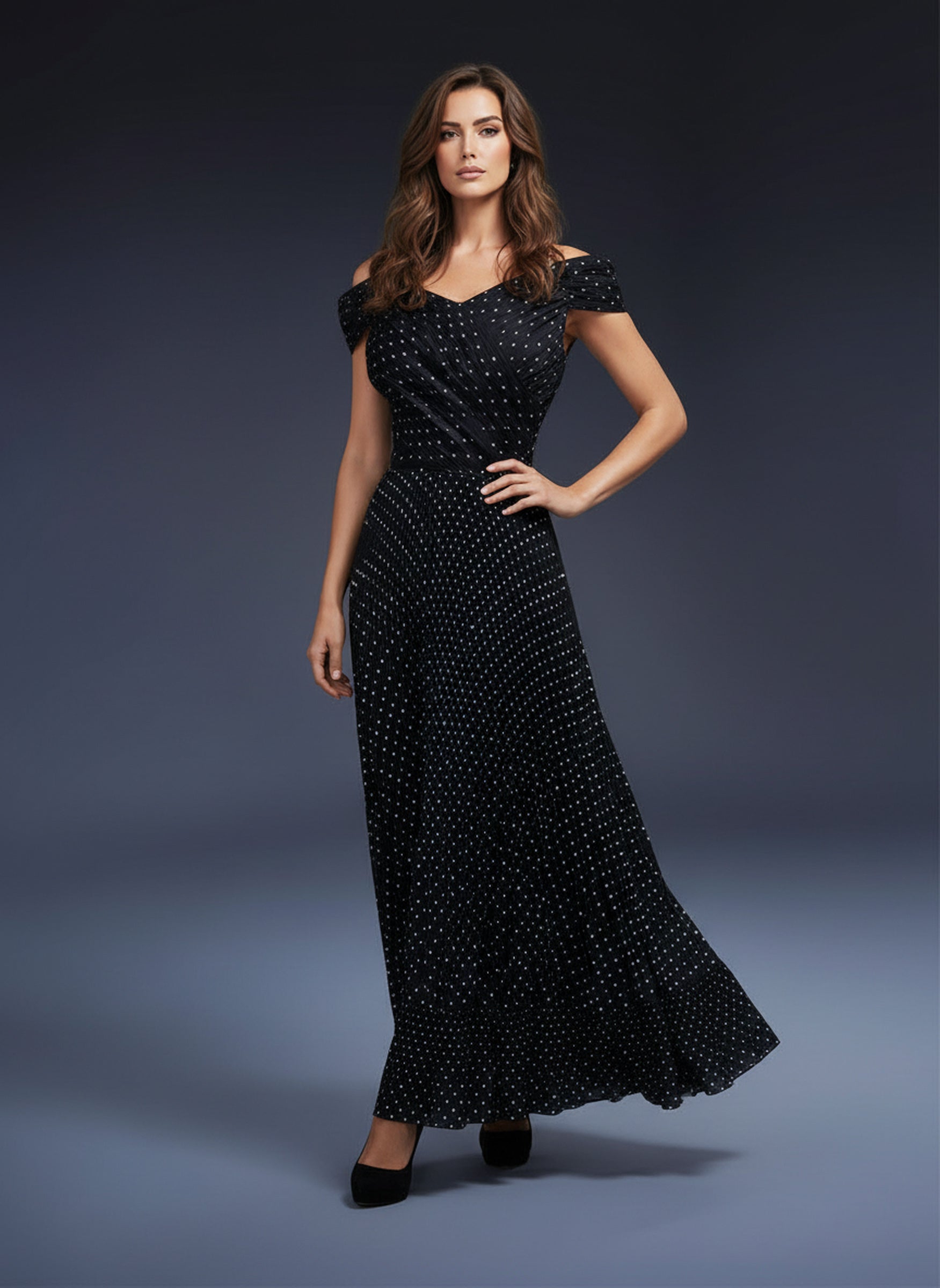 V&LOVE Off-Shoulder Polka Dot Dress — view 4
