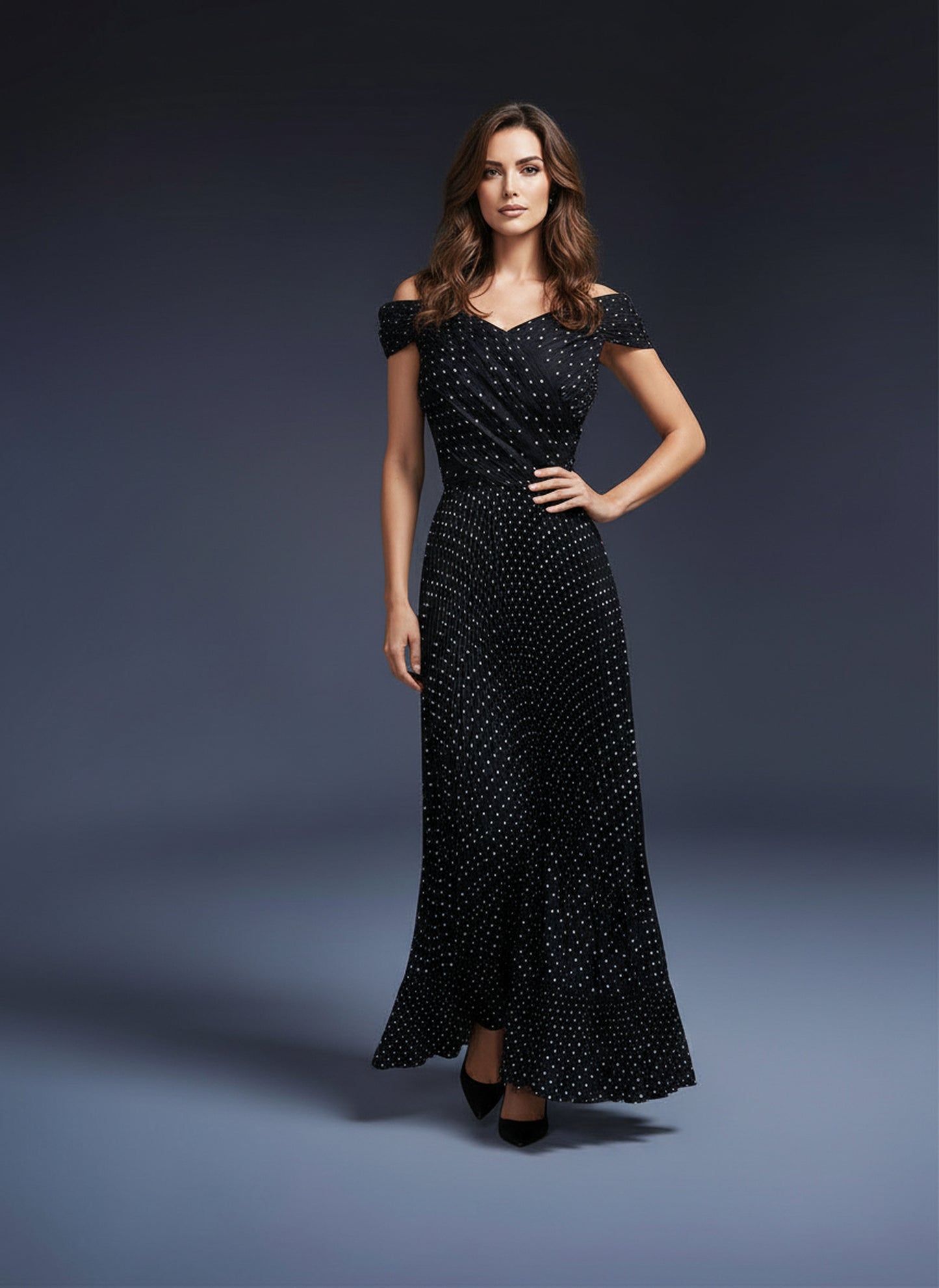 V&LOVE Off-Shoulder Polka Dot Dress — view 5