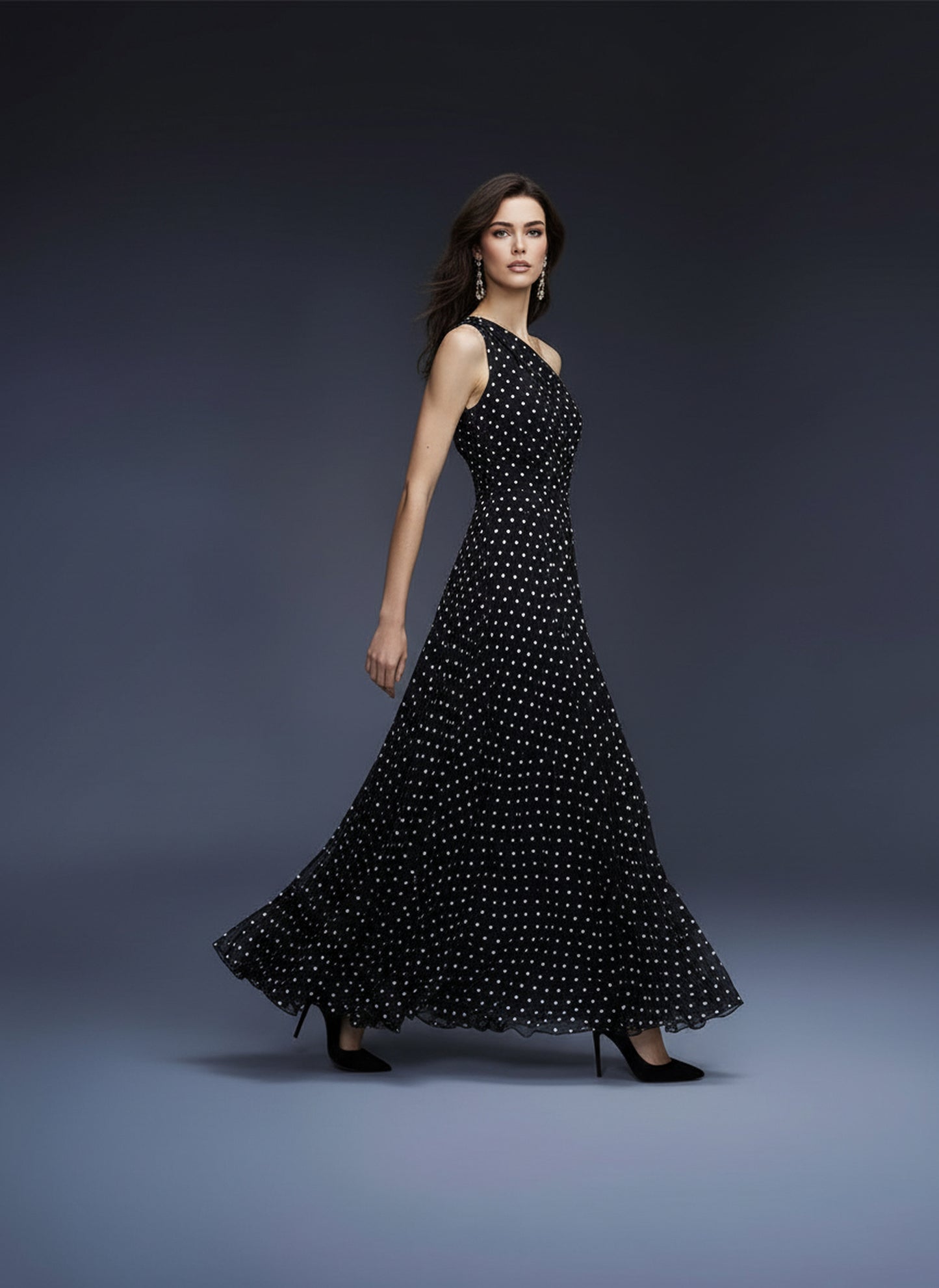 V&LOVE One-Shoulder Polka Dot Dress — view 1