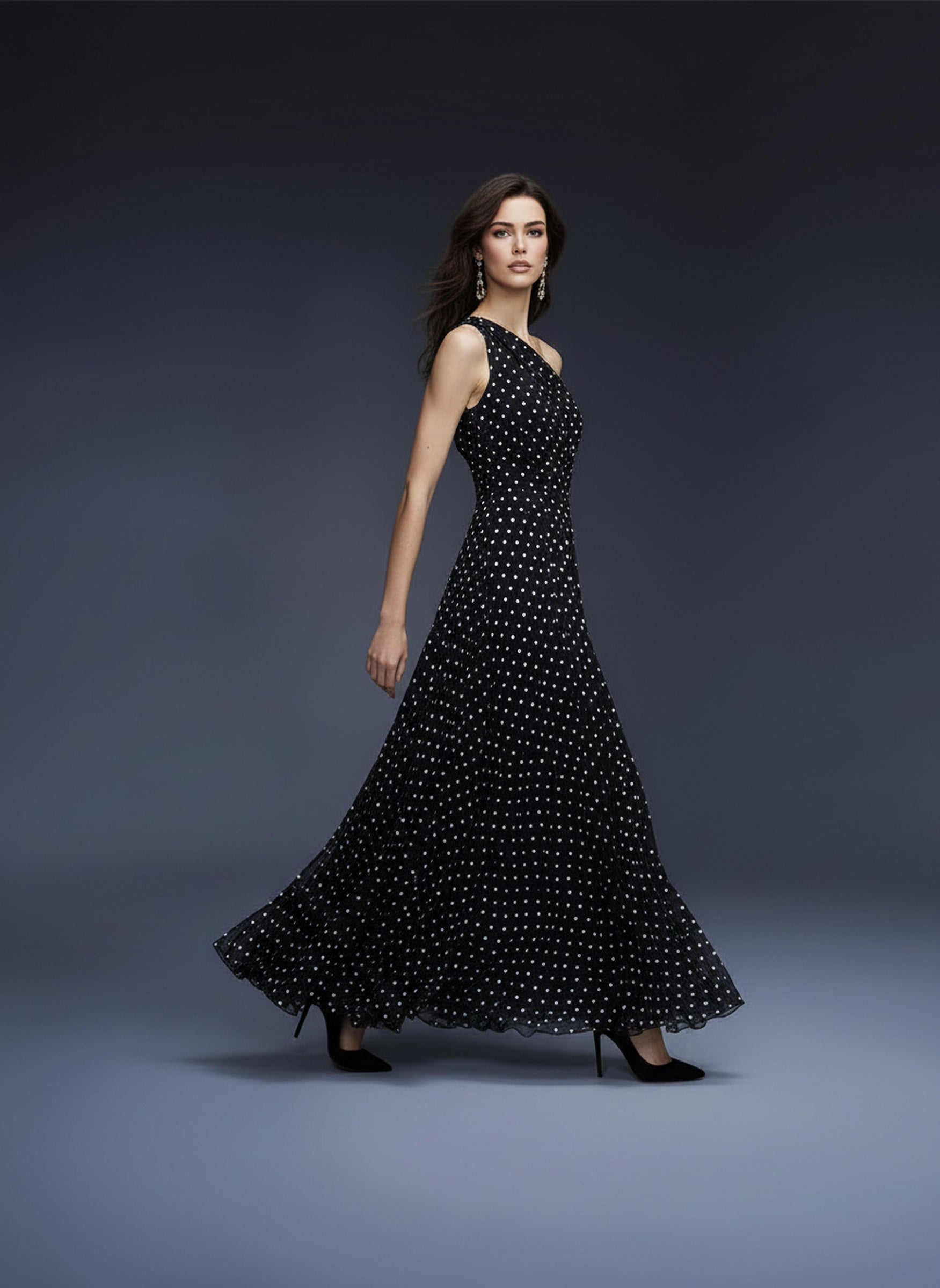 V&LOVE One-Shoulder Polka Dot Dress — view 1