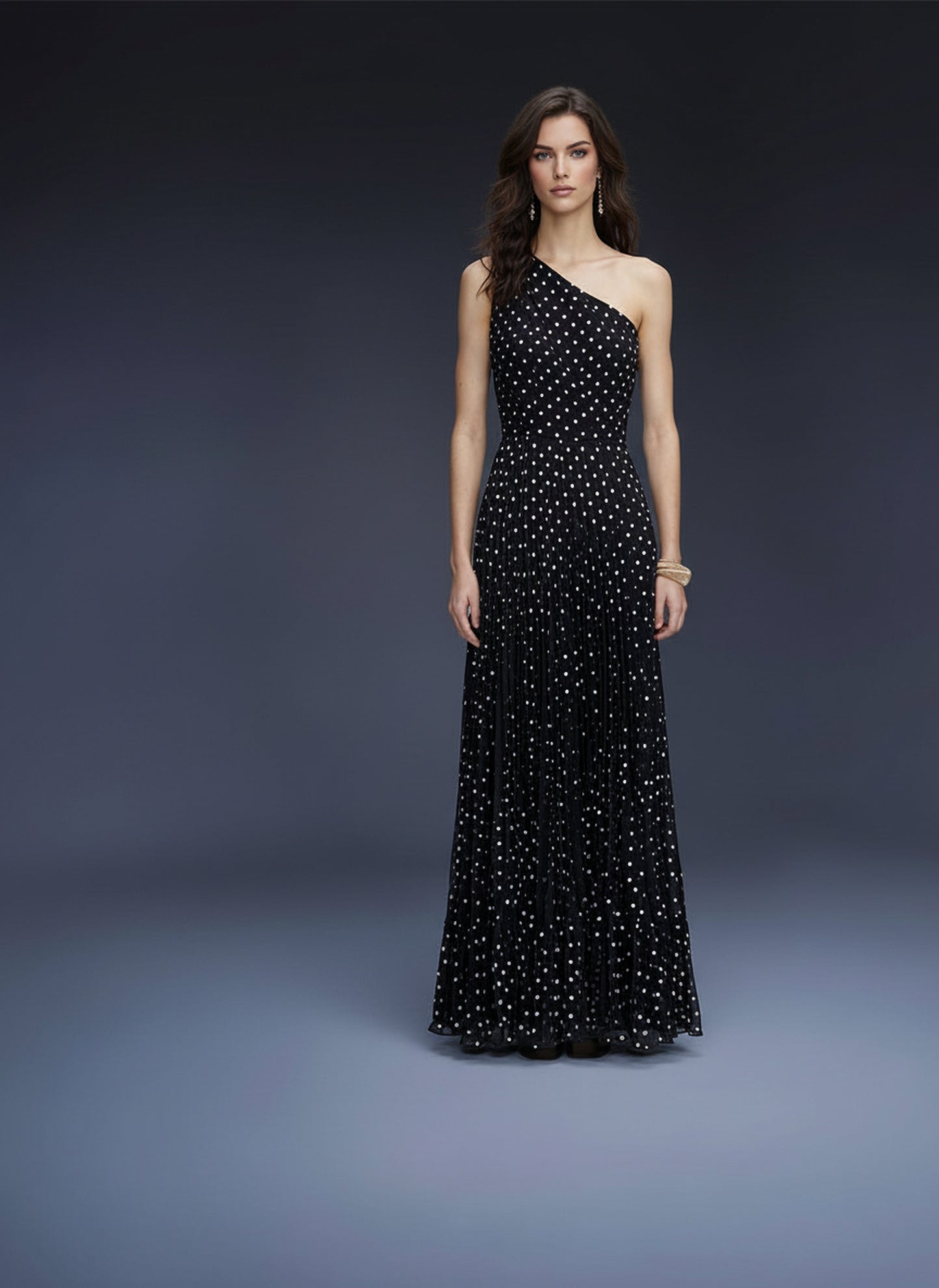V&LOVE One-Shoulder Polka Dot Dress — view 3