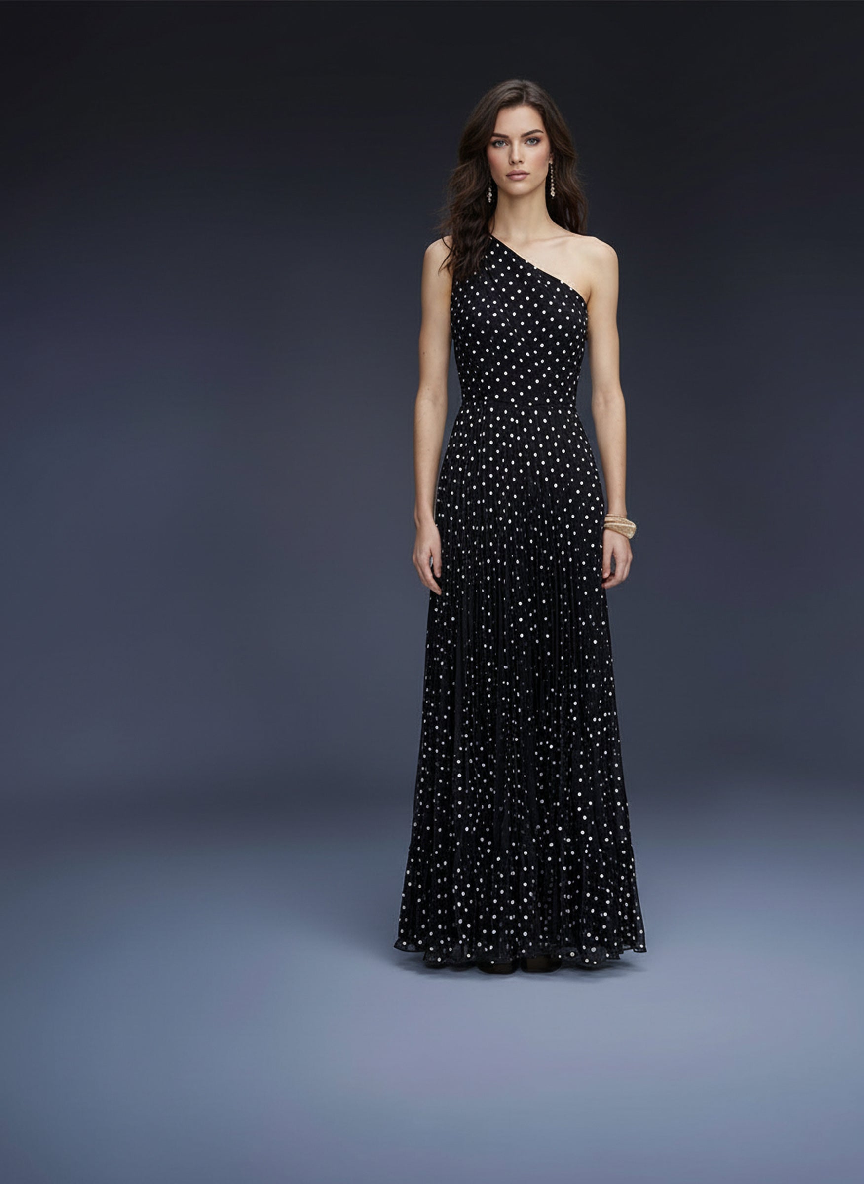 V&LOVE One-Shoulder Polka Dot Dress — view 3