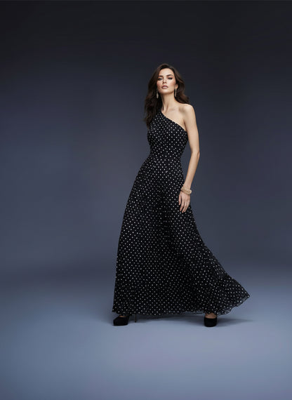 V&LOVE One-Shoulder Polka Dot Dress — view 5