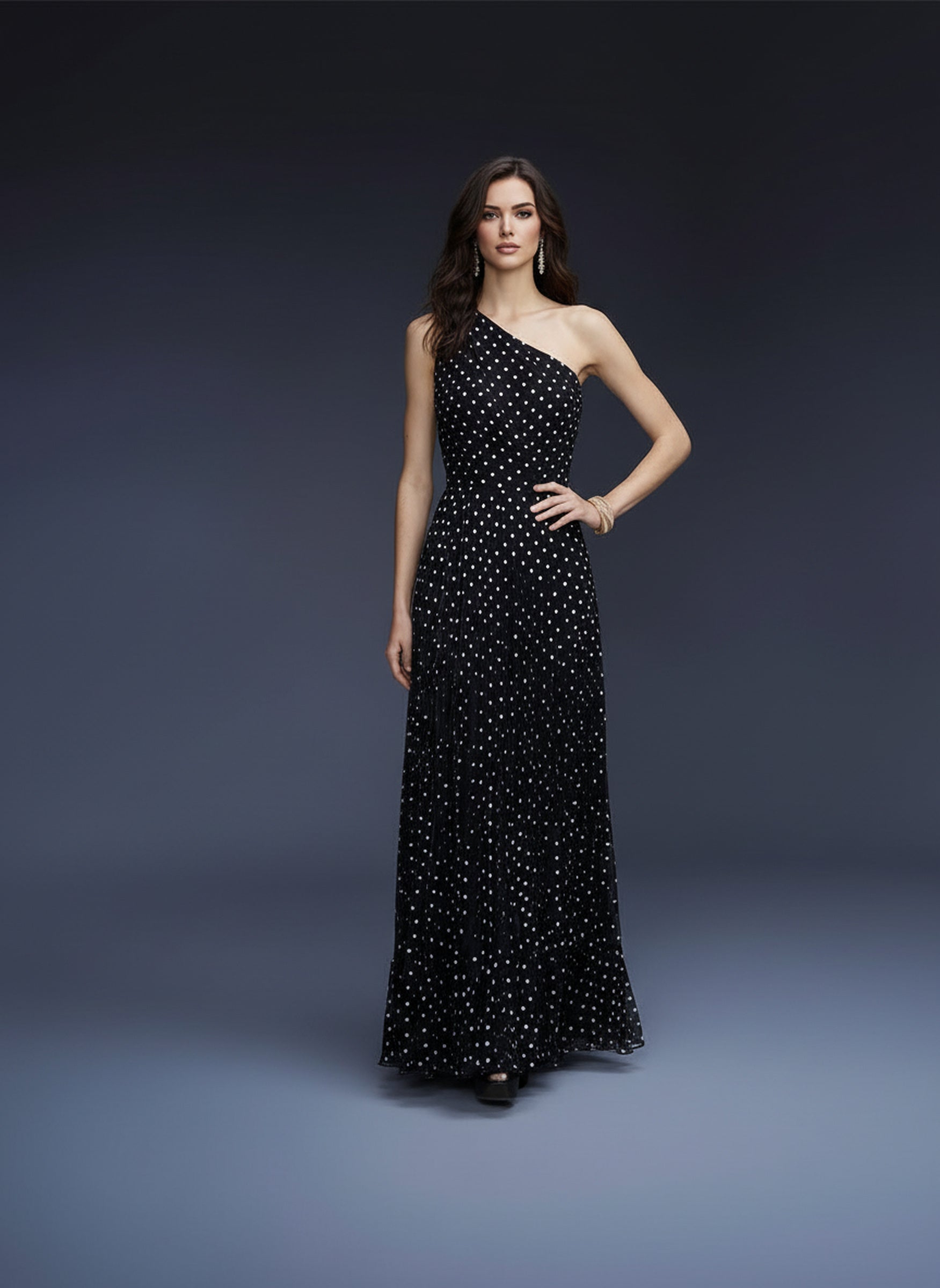 V&LOVE One-Shoulder Polka Dot Dress — view 7