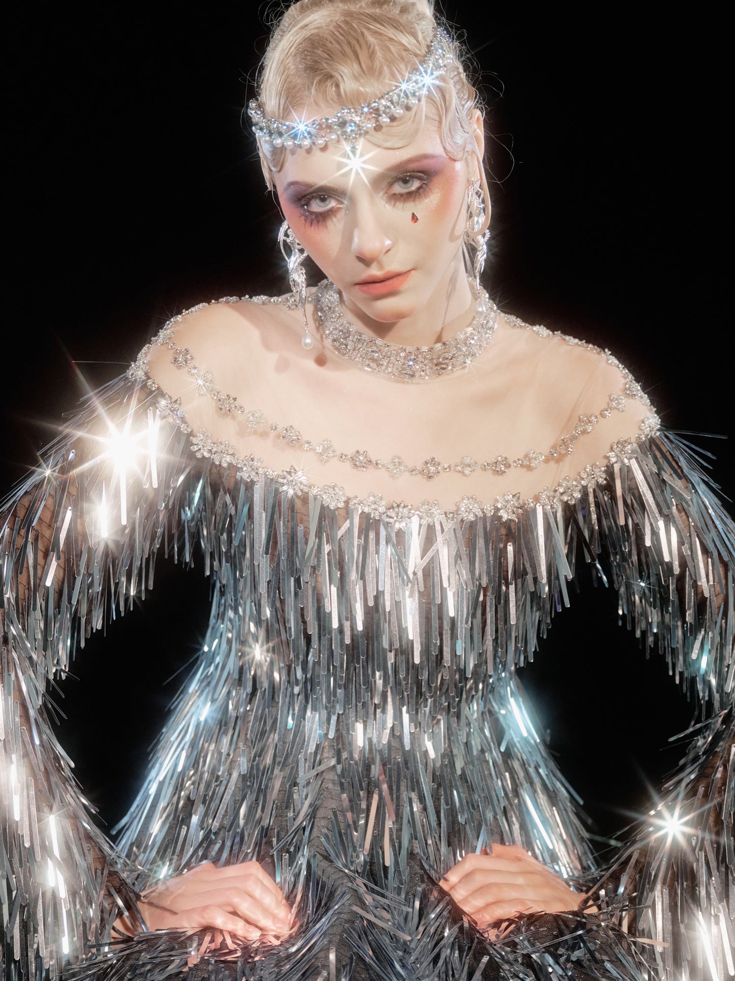 V&LOVE Pearl Rhinestone Chain Headband — view 1