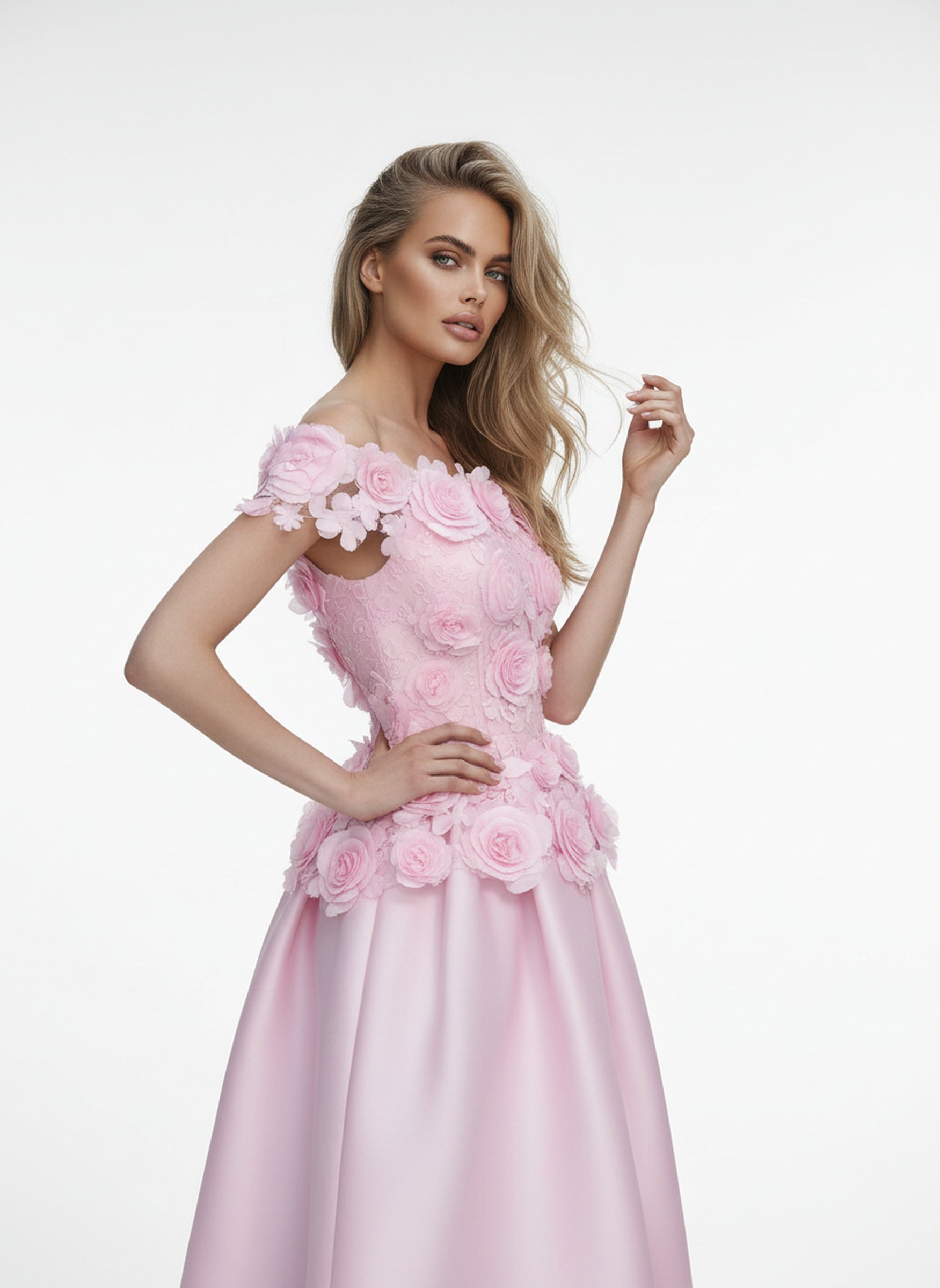 V&LOVE Pink 3D Floral Dress — view 4