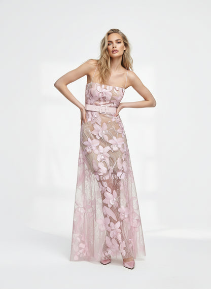 V&LOVE Pink Floral Embroidery Dress — view 1