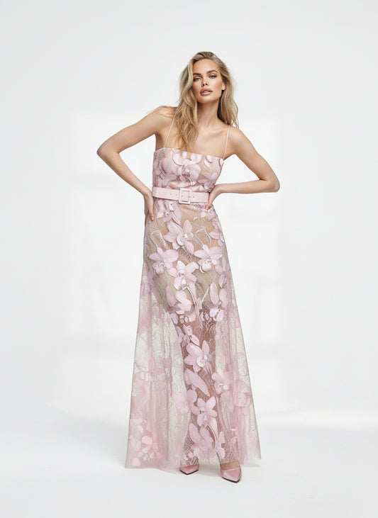 V&LOVE Pink Floral Embroidery Dress — view 1