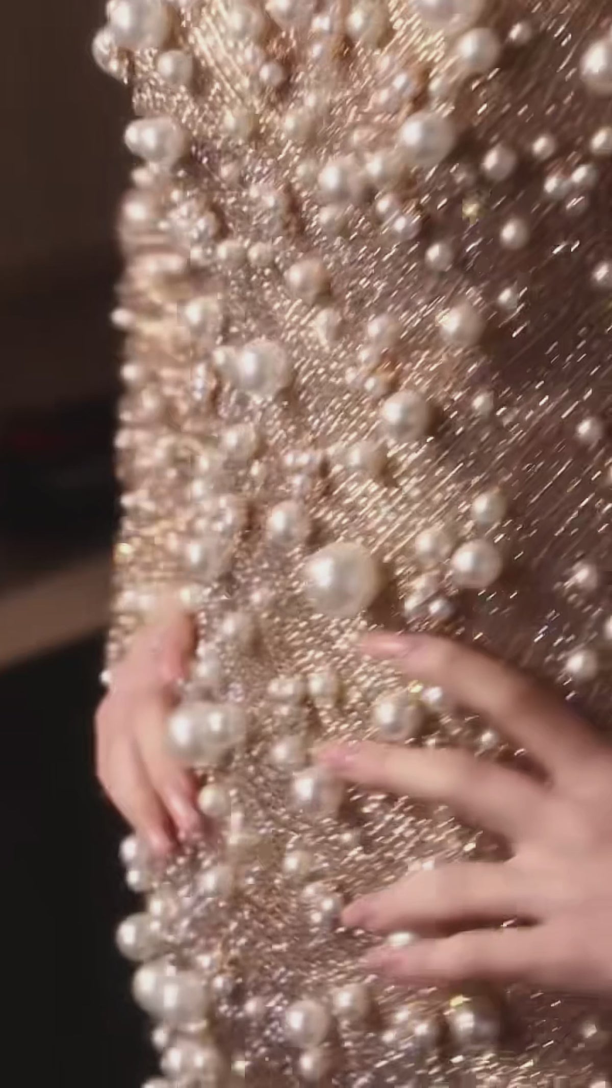 Pearl Gown with Detachable Sleeves