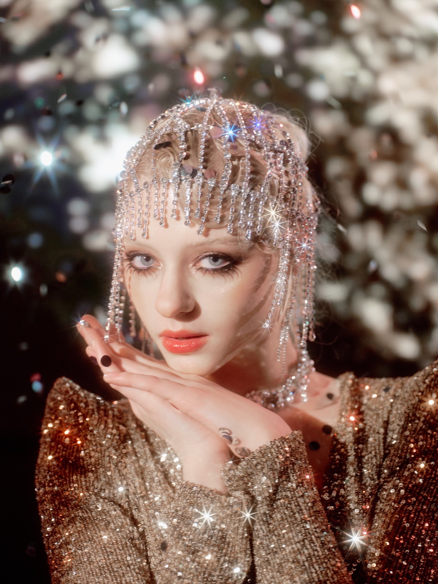 V&LOVE Rhinestone Chain Headpiece — view 1