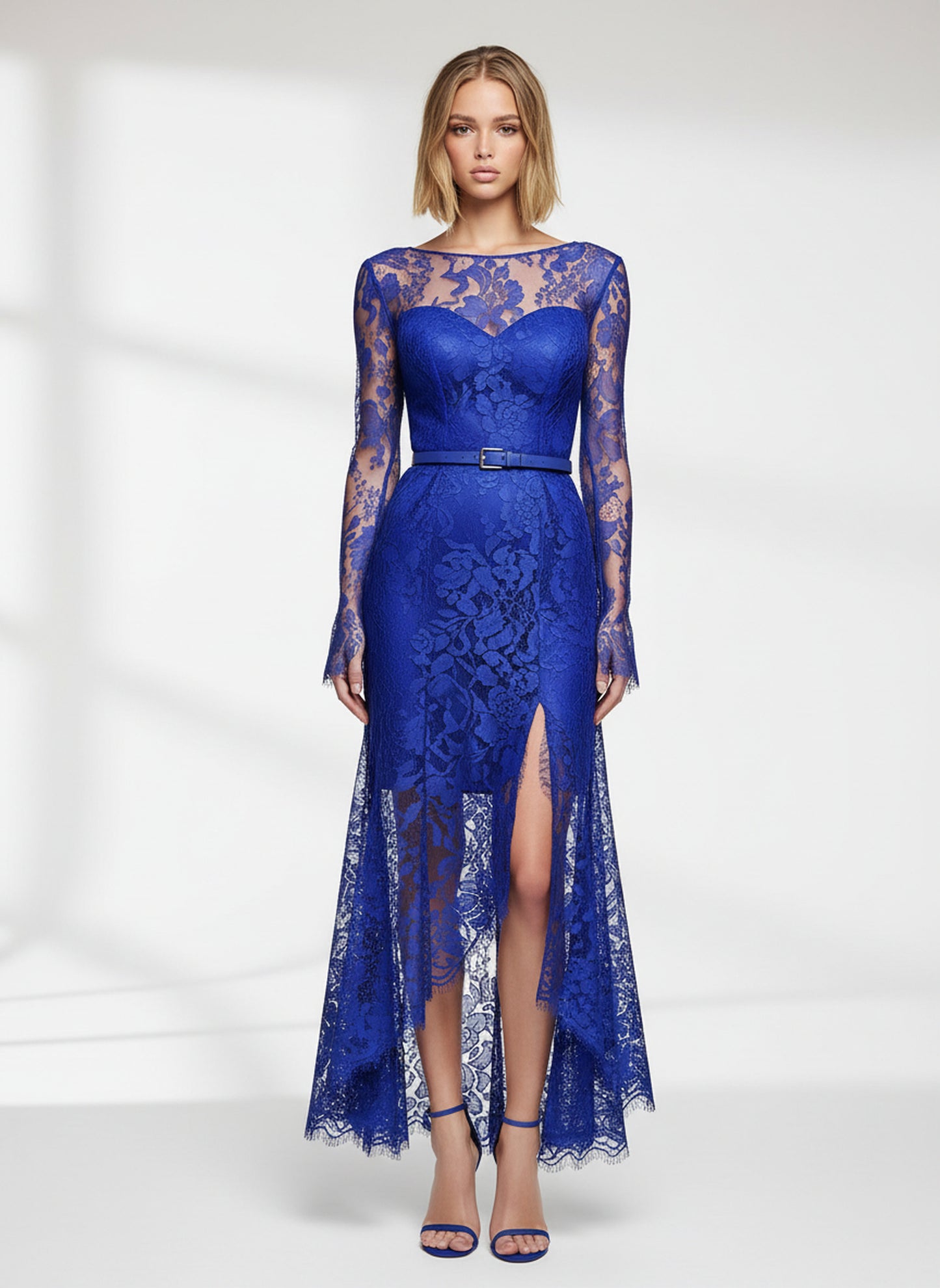 V&LOVE Royal Blue High-Slit Long-Sleeve Gown — view 1