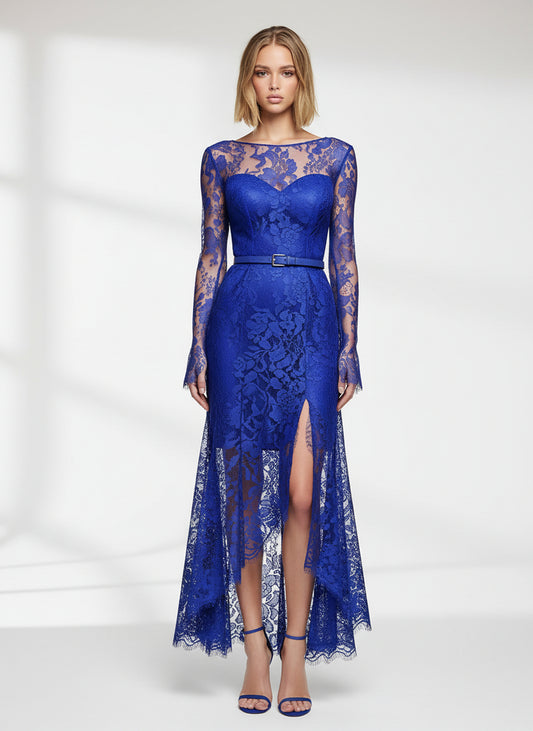 V&LOVE Royal Blue High-Slit Long-Sleeve Gown — view 1