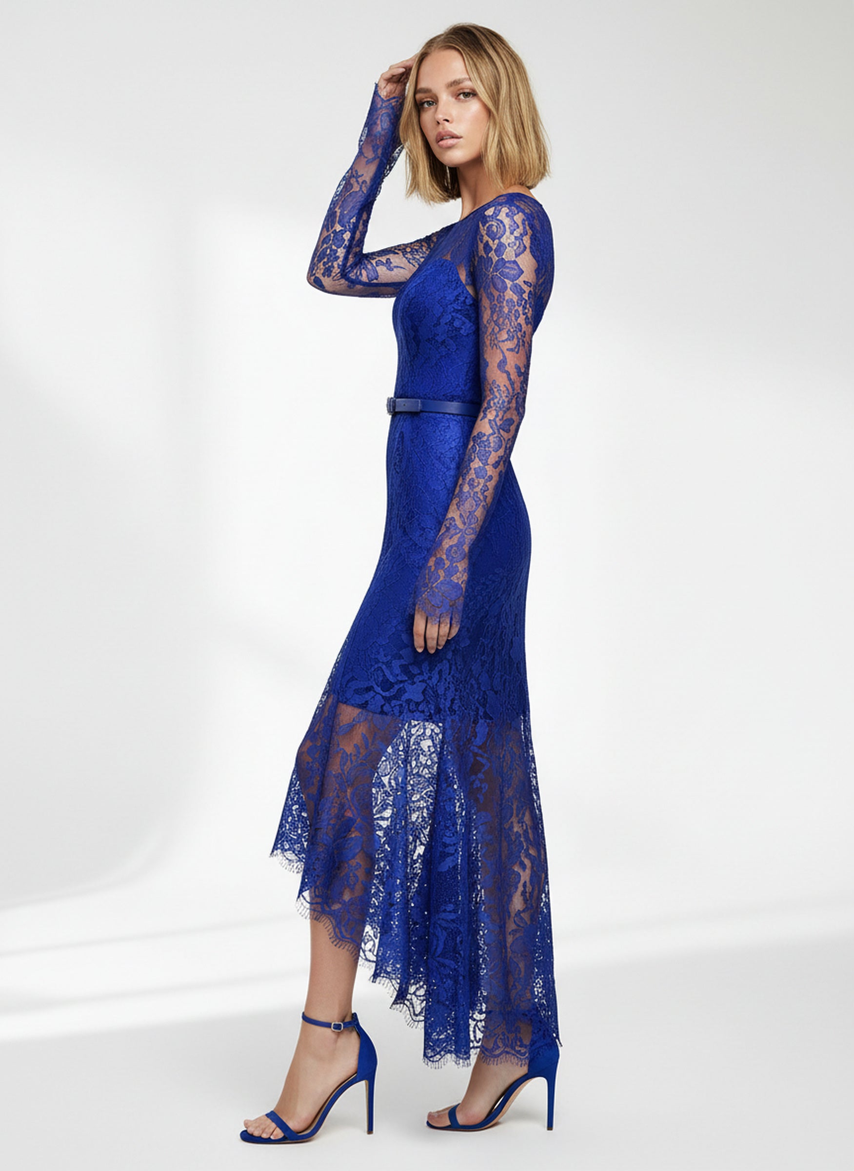 V&LOVE Royal Blue High-Slit Long-Sleeve Gown — view 4