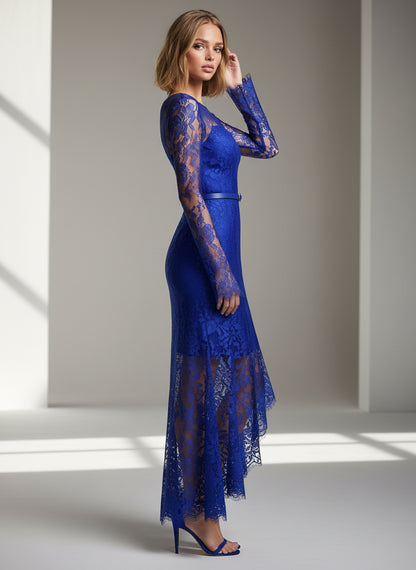 V&LOVE Royal Blue High-Slit Long-Sleeve Gown — view 5