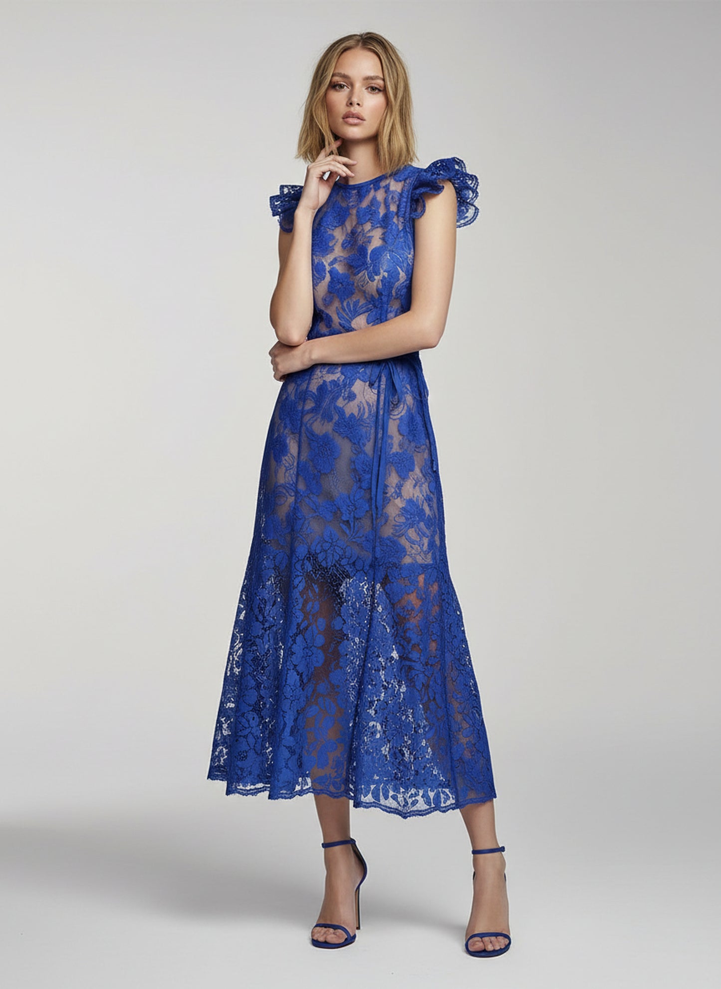 V&LOVE Royal Blue Ruffle Sleeveless Dress — view 5