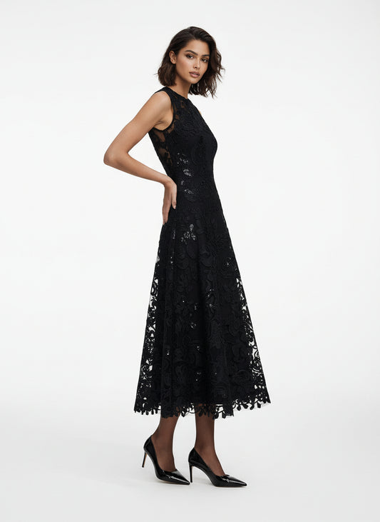 V&LOVE Sleeveless Crew-Neck Lace Dress — view 1