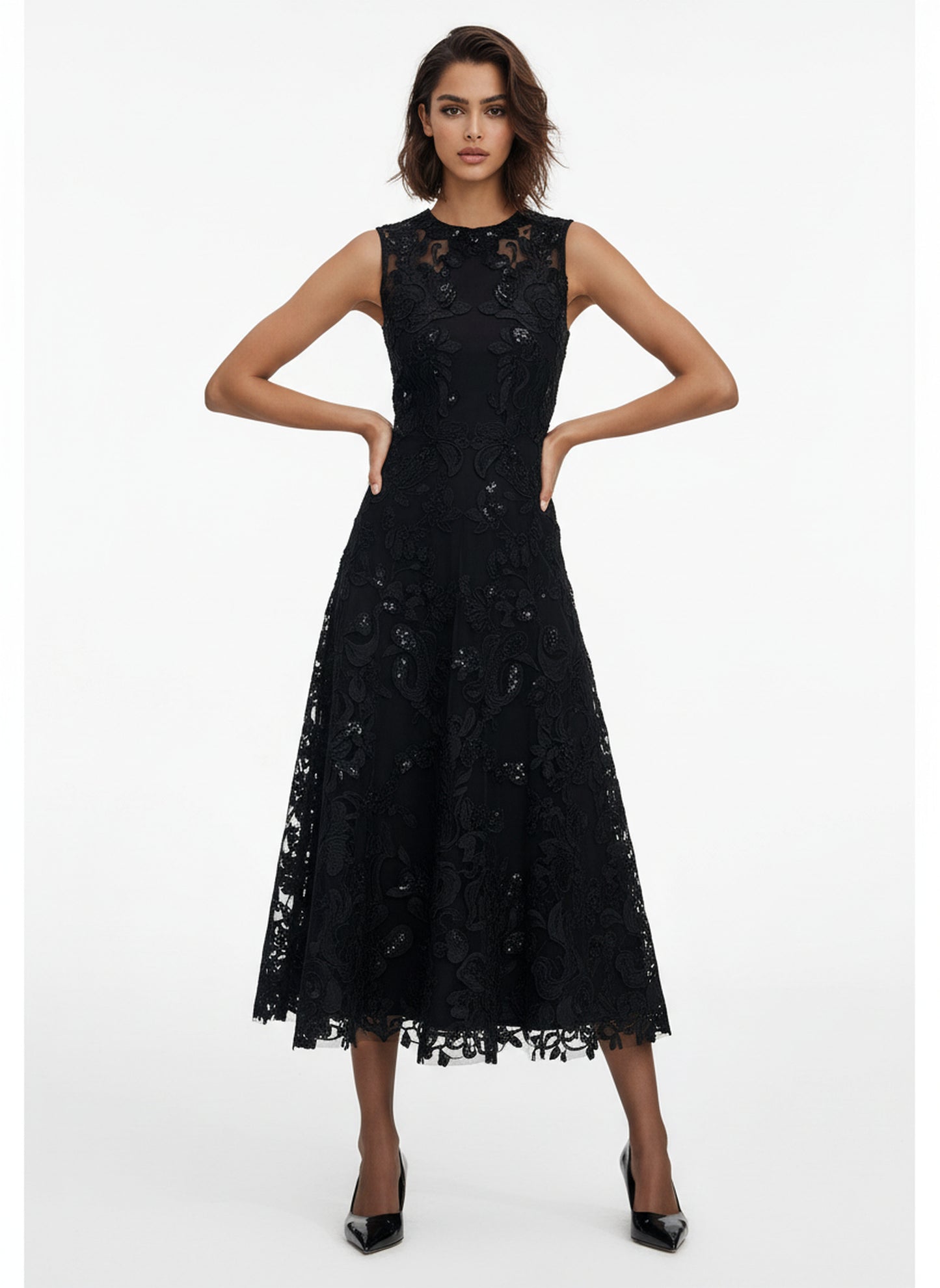 V&LOVE Sleeveless Crew-Neck Lace Dress — view 2