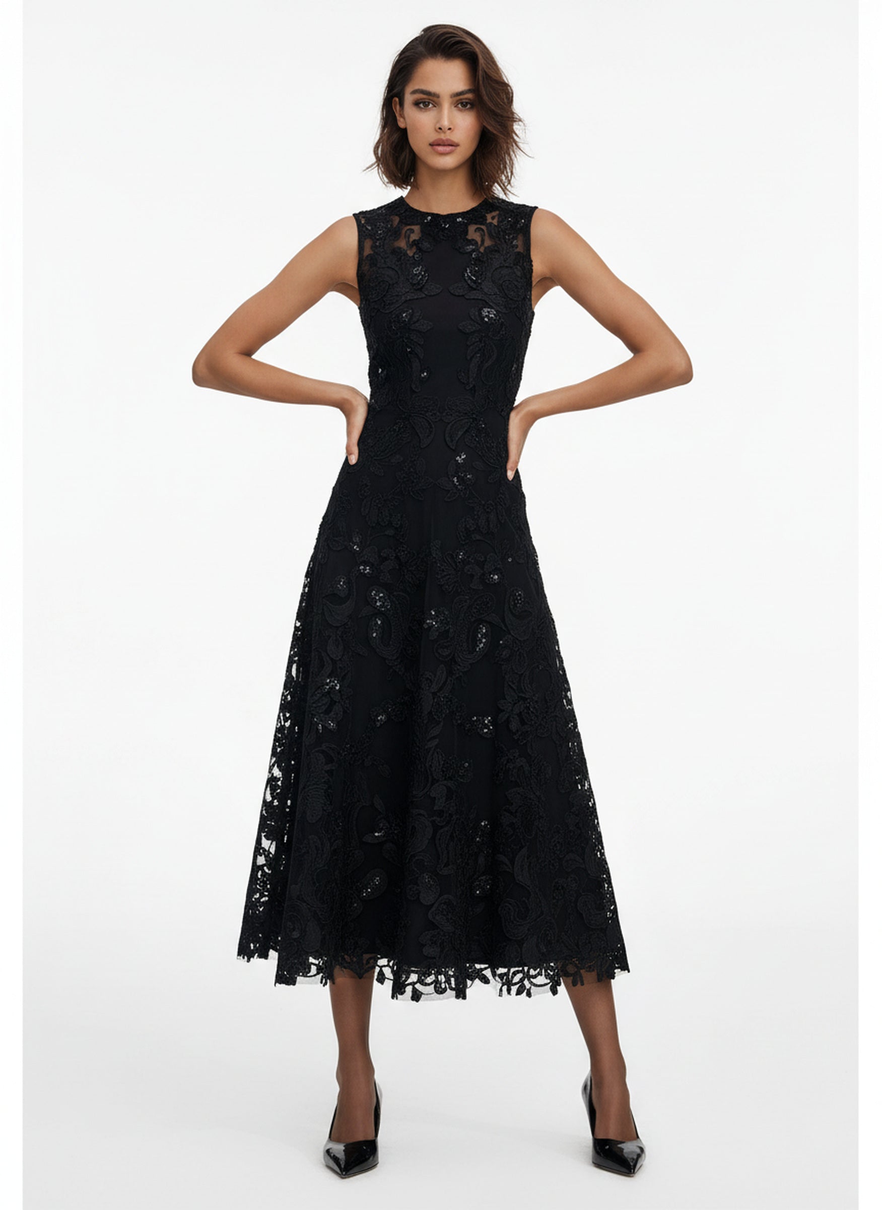V&LOVE Sleeveless Crew-Neck Lace Dress — view 2
