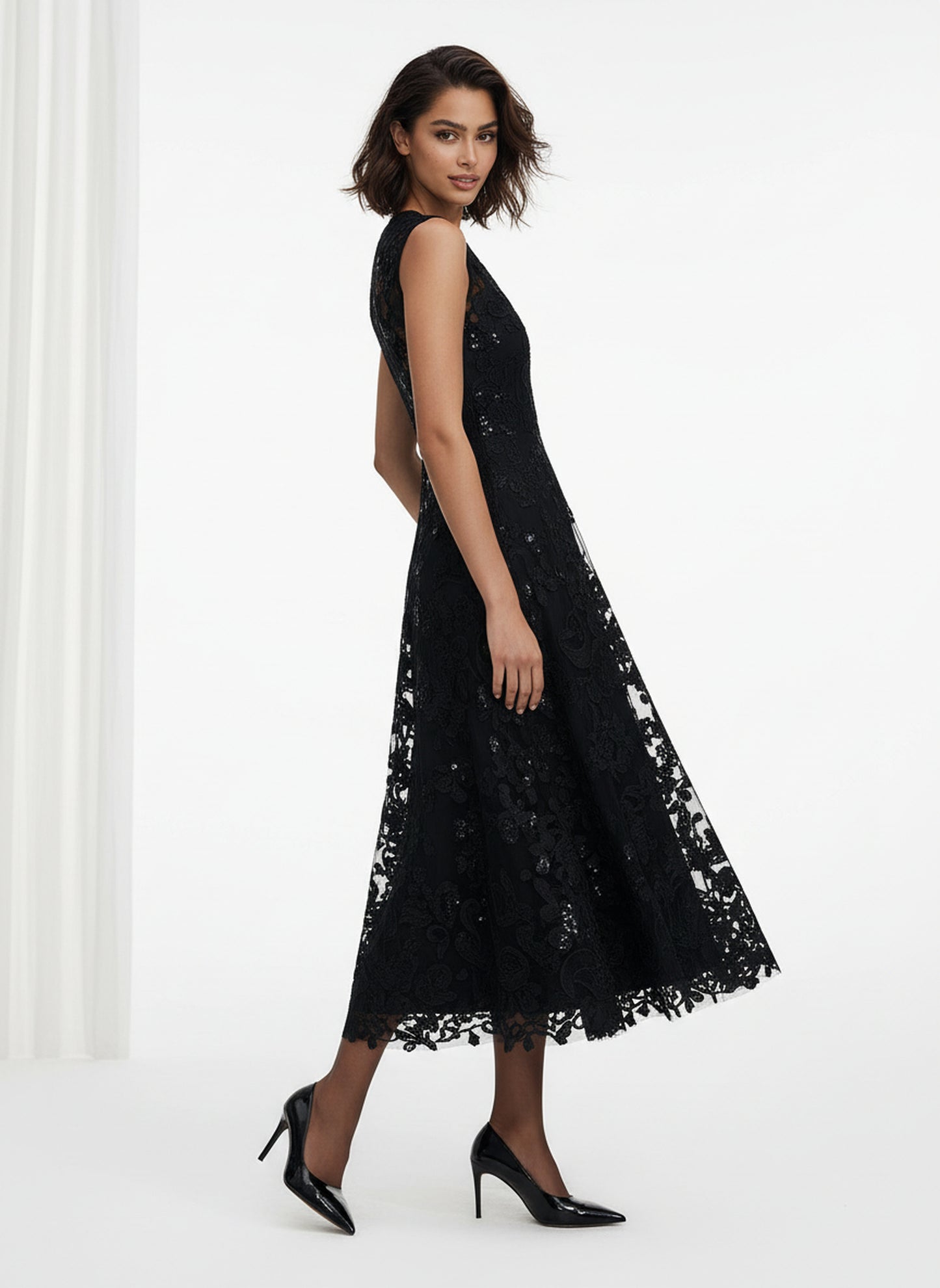 V&LOVE Sleeveless Crew-Neck Lace Dress — view 3